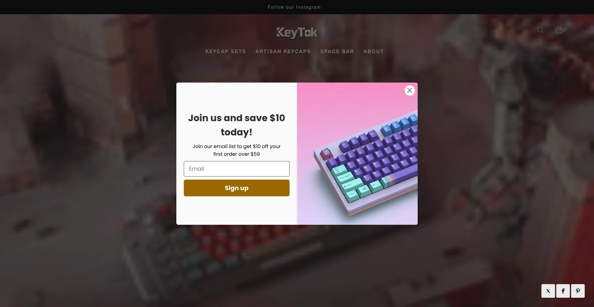 Website screenshot of Keytok.com