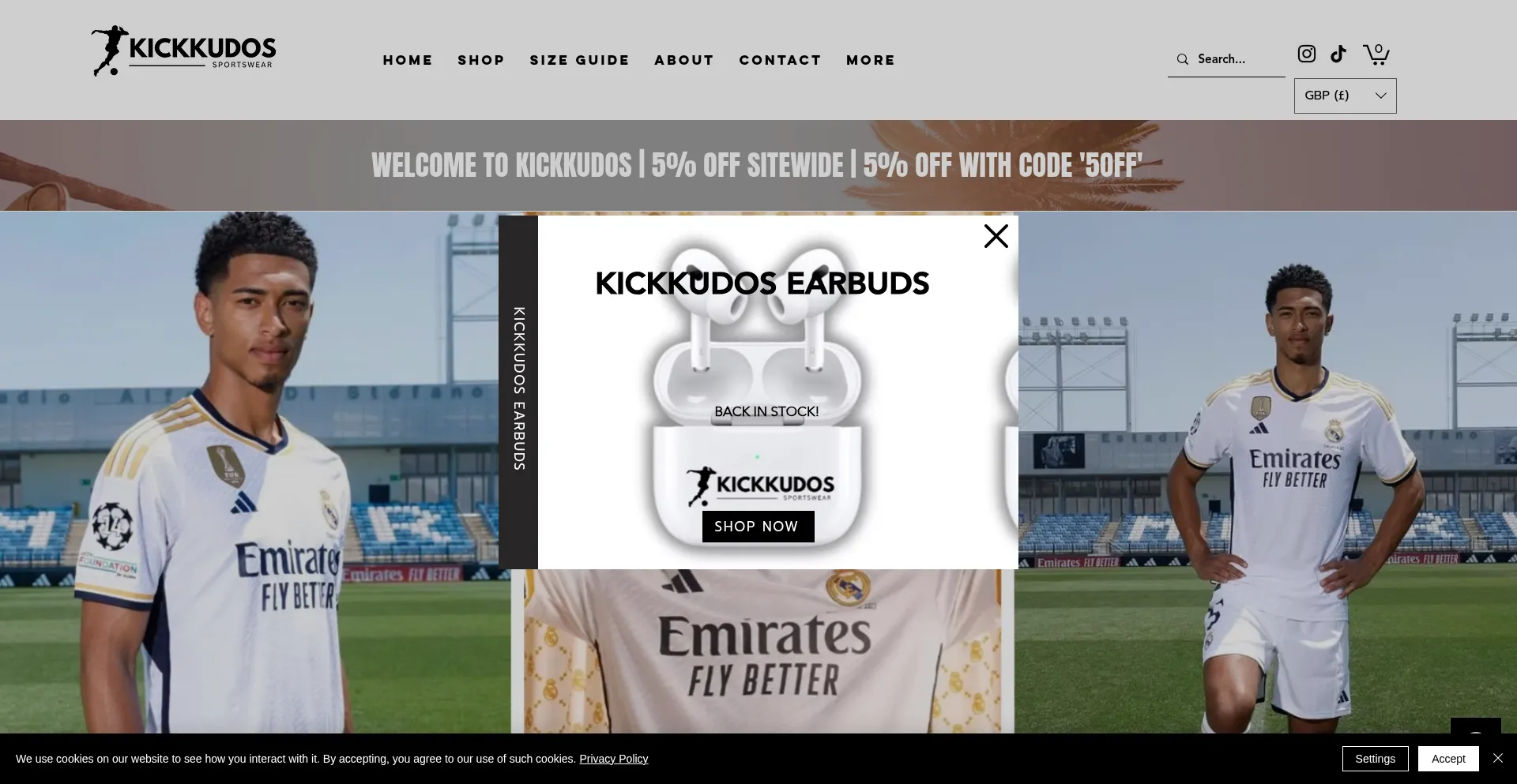 Website screenshot of Kickkudos.co.uk