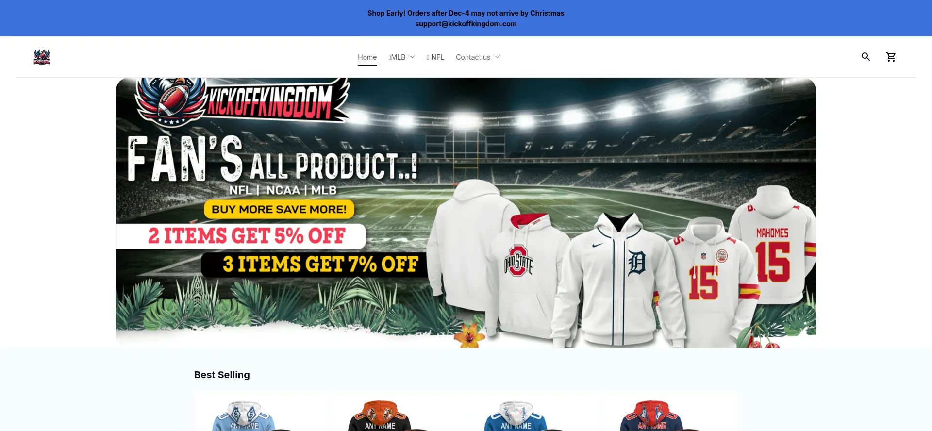 Website screenshot of Kickoffkingdom.com