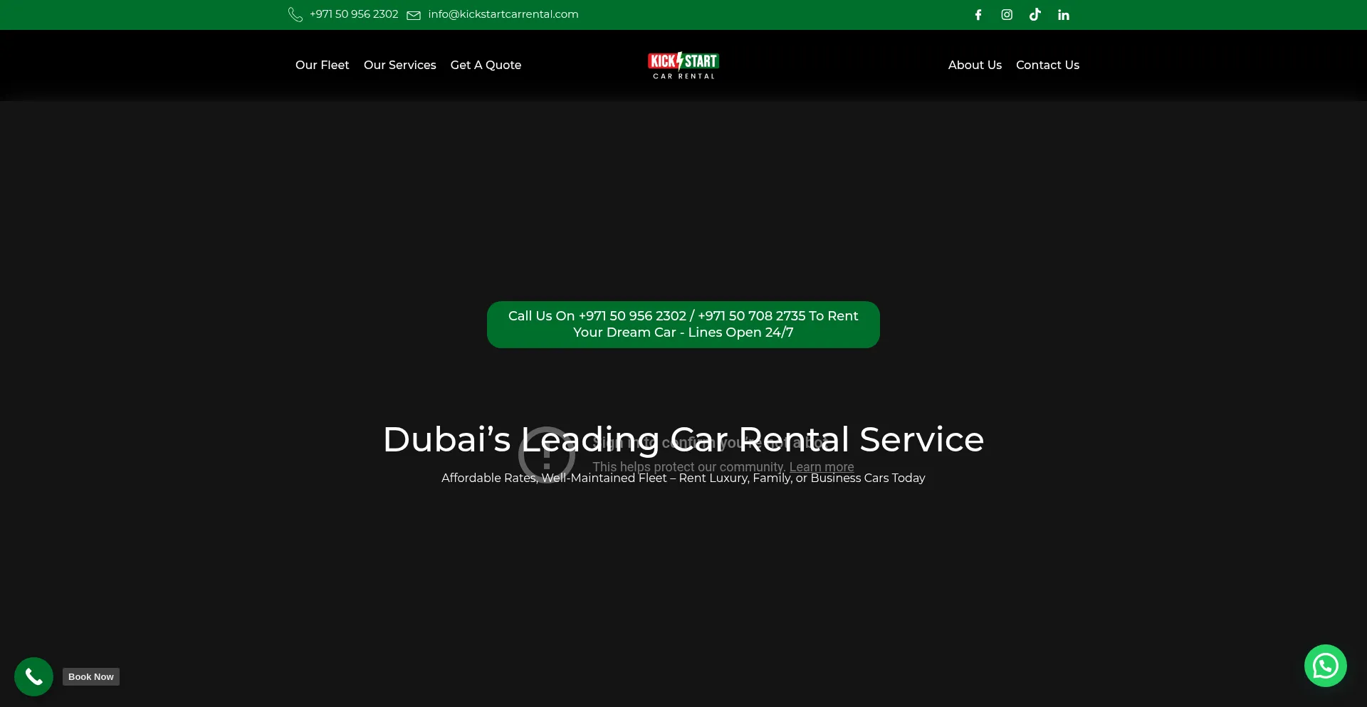 Website screenshot of Kickstartcarrental.com