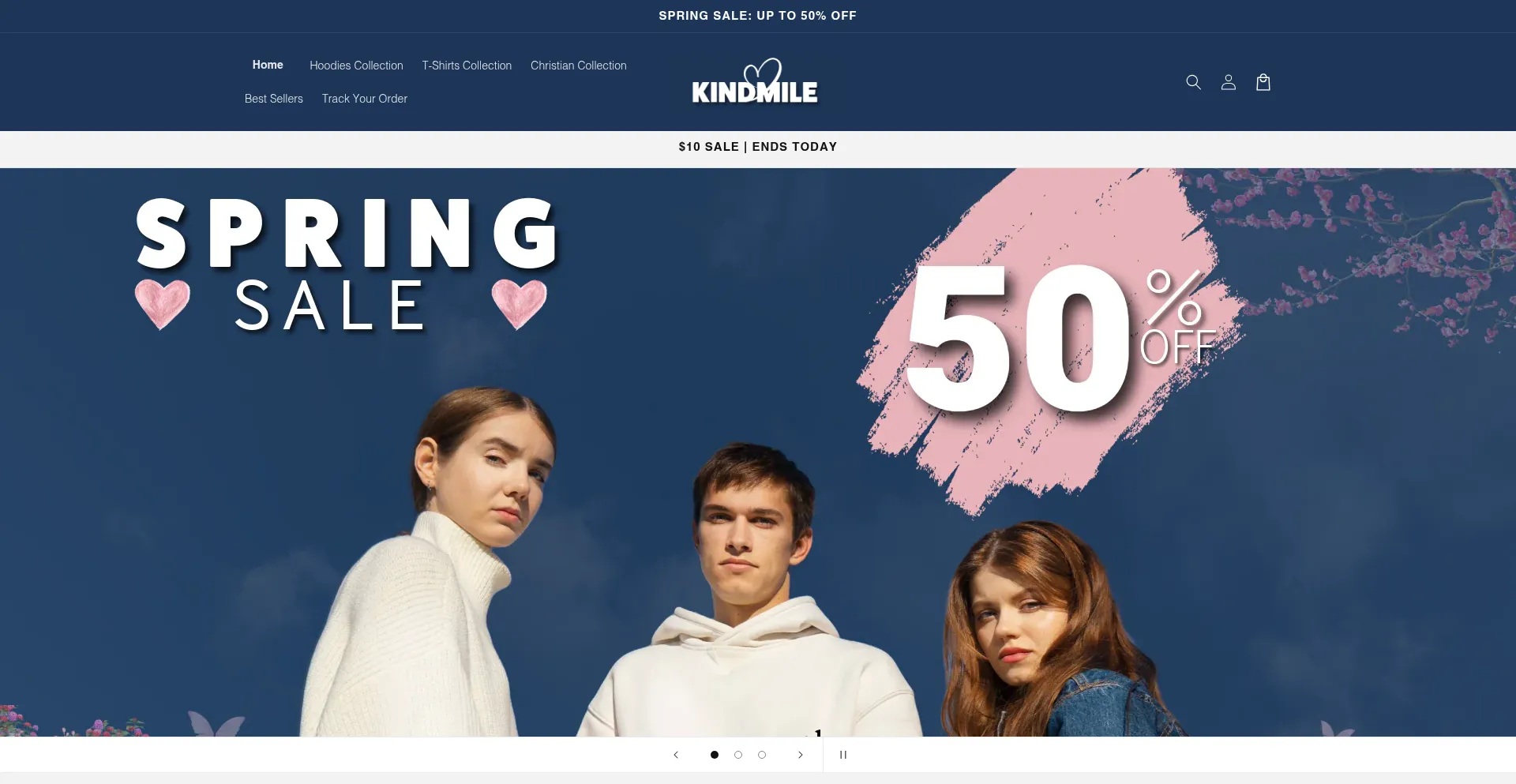 Website screenshot of Kindmile.com