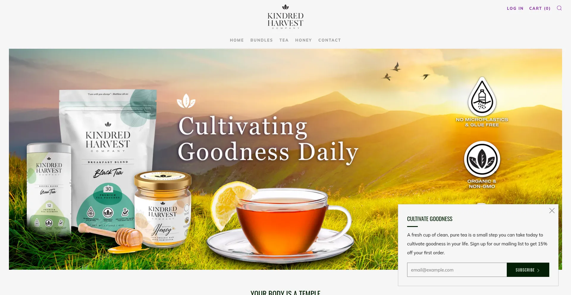 Website screenshot of Kindredharvest.co
