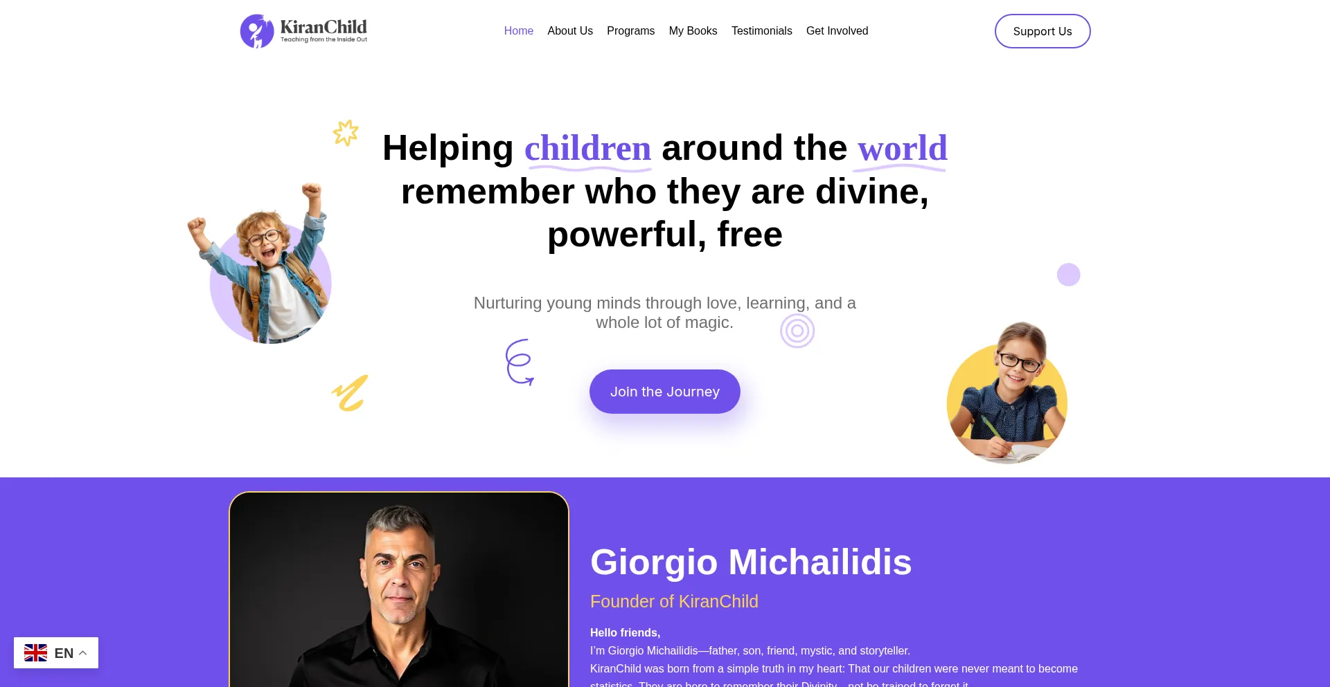 Website screenshot of Kiranchild.com