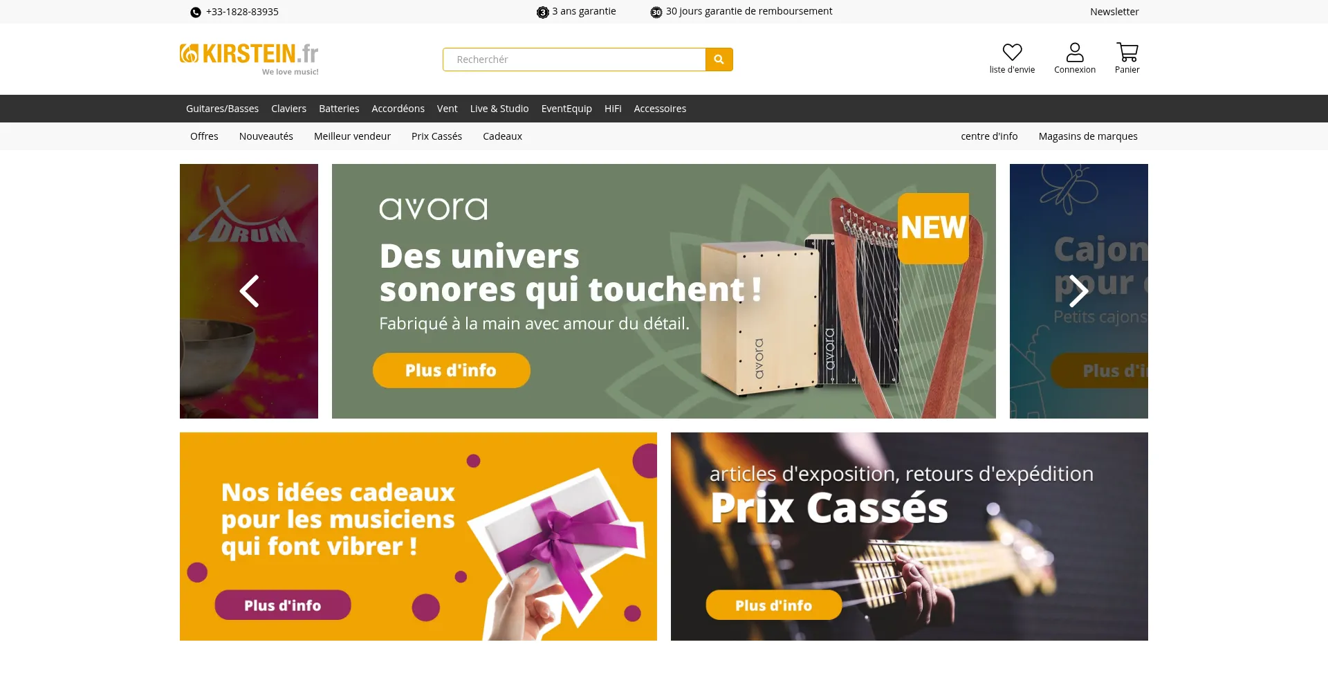 Website screenshot of Kirstein.fr