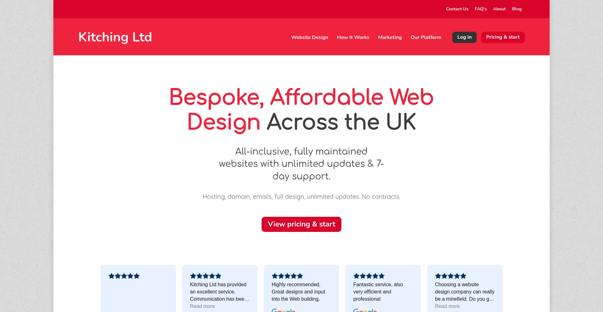 Website screenshot of Kitching.ltd