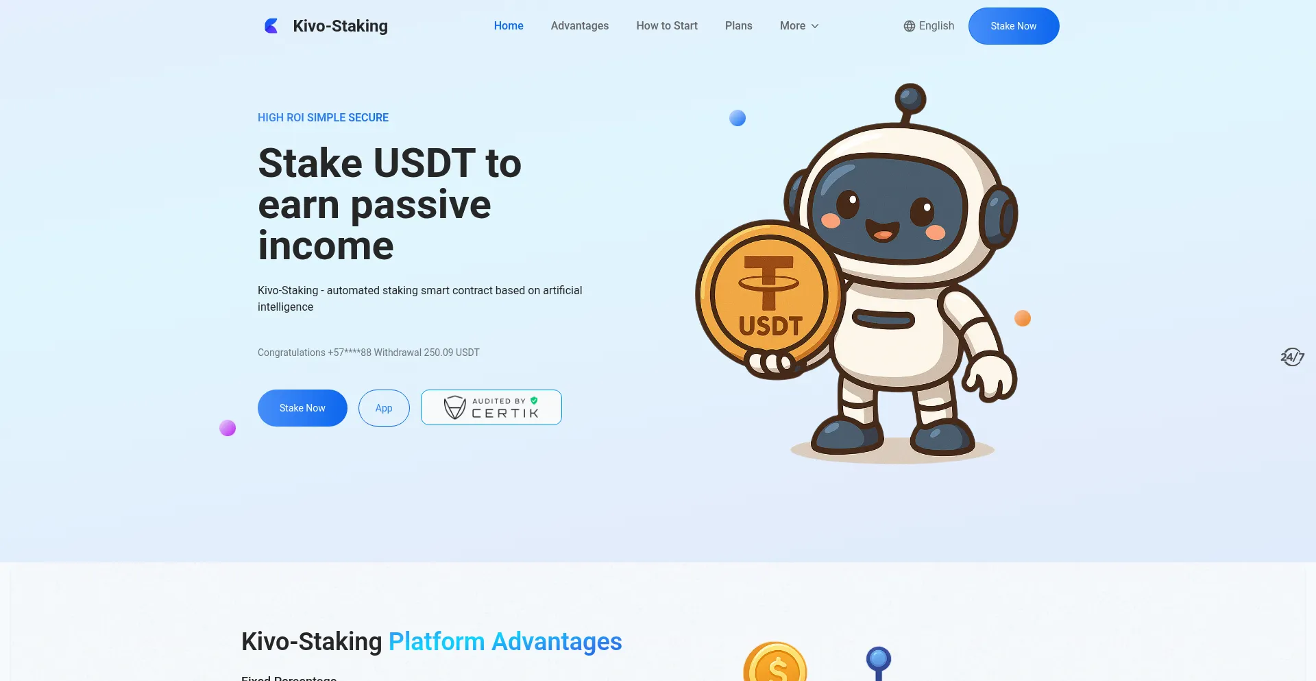 Website screenshot of Kivo-staking.com