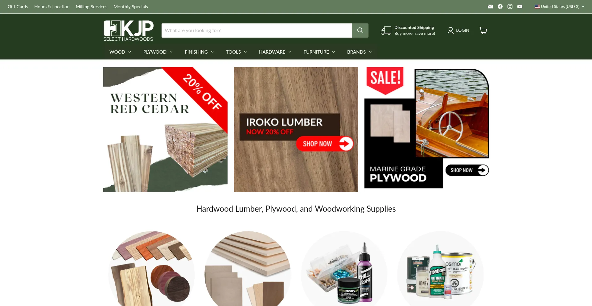 Website screenshot of Kjpselecthardwoods.com