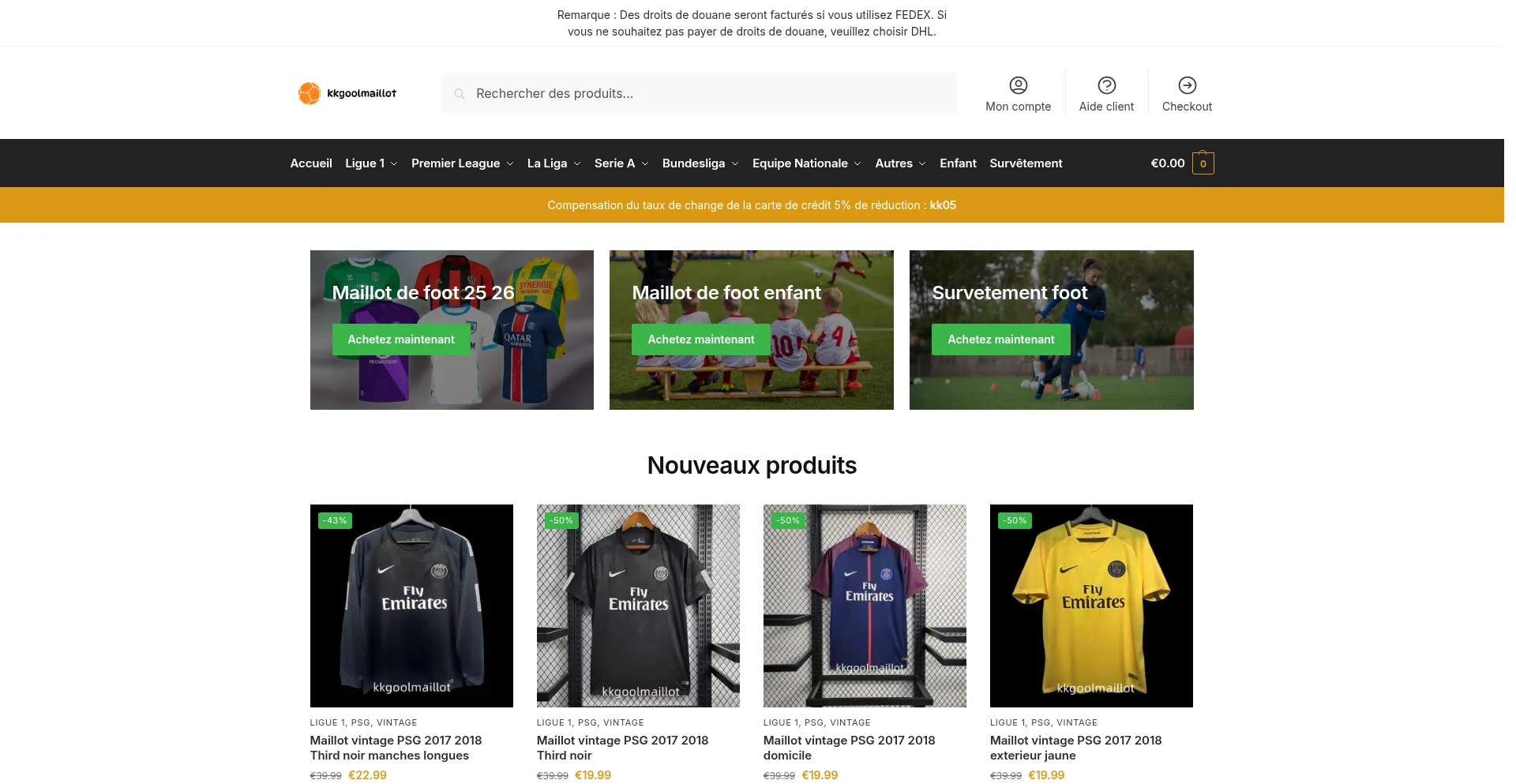 Website screenshot of Kkgoolmaillot.com