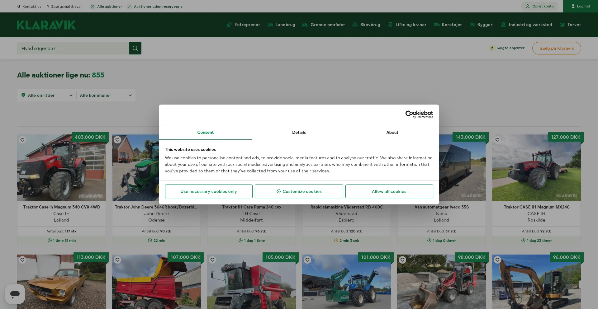Website screenshot of Klaravik.dk
