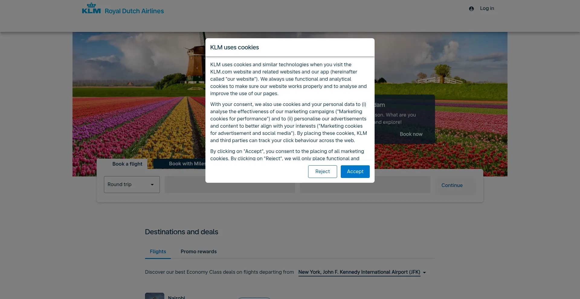 Website screenshot of Klm-info.com