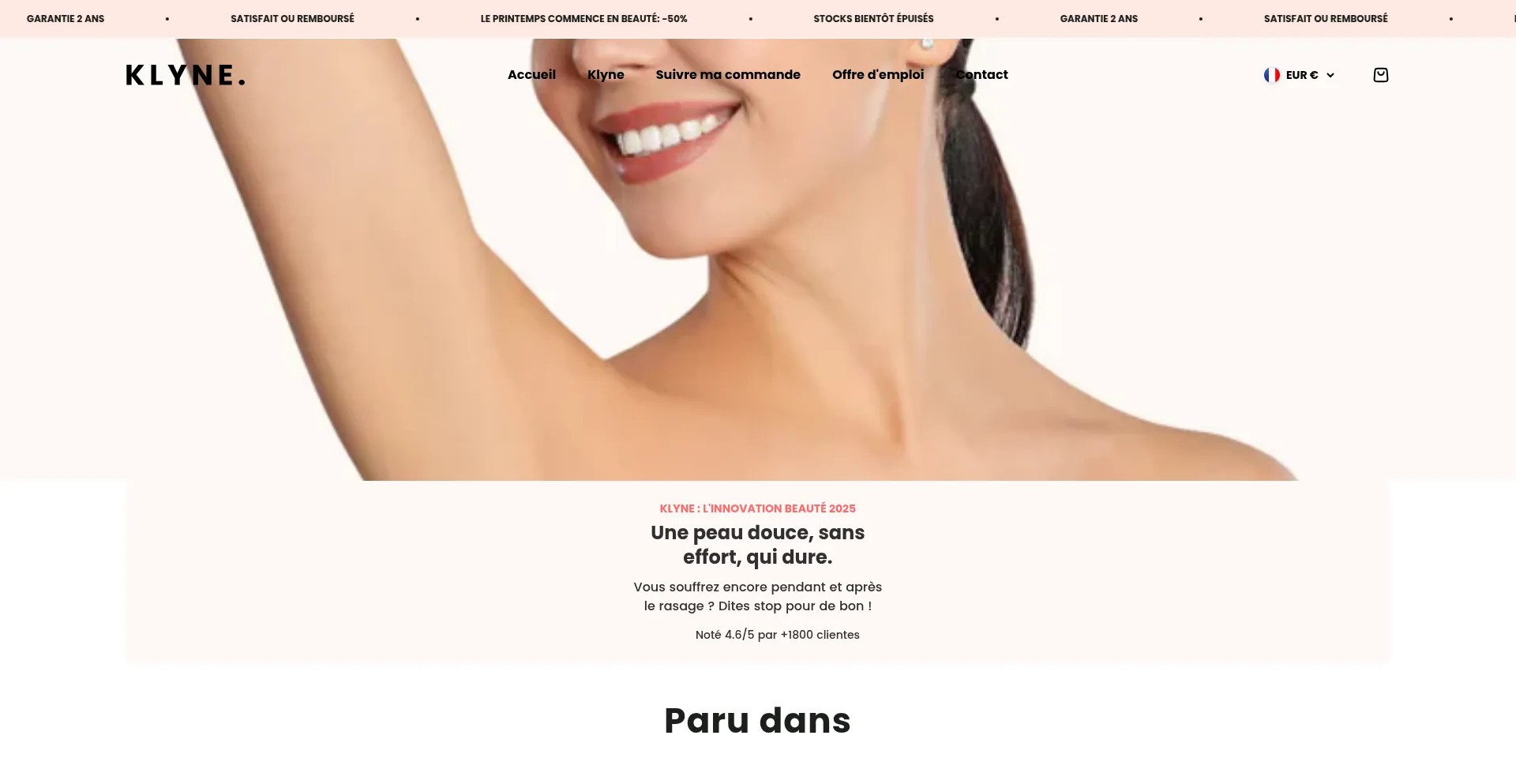 Website screenshot of Klyne.shop
