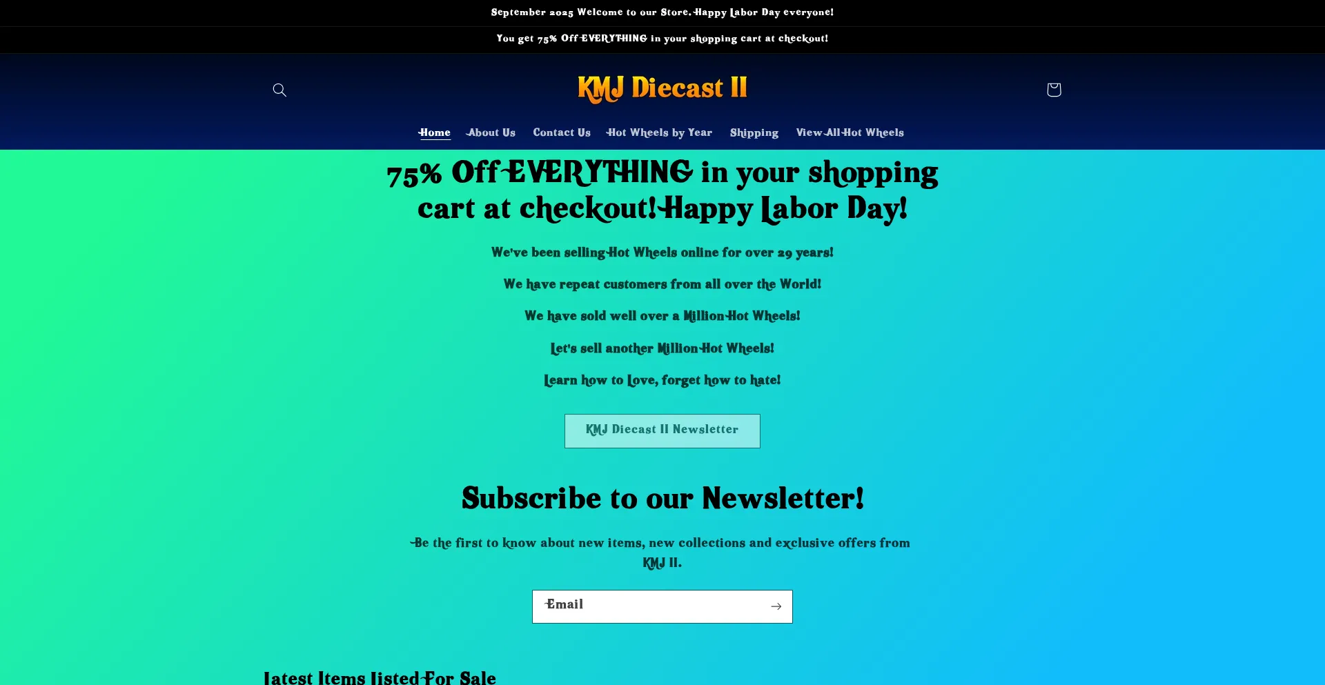 Website screenshot of Kmjdiecast.com