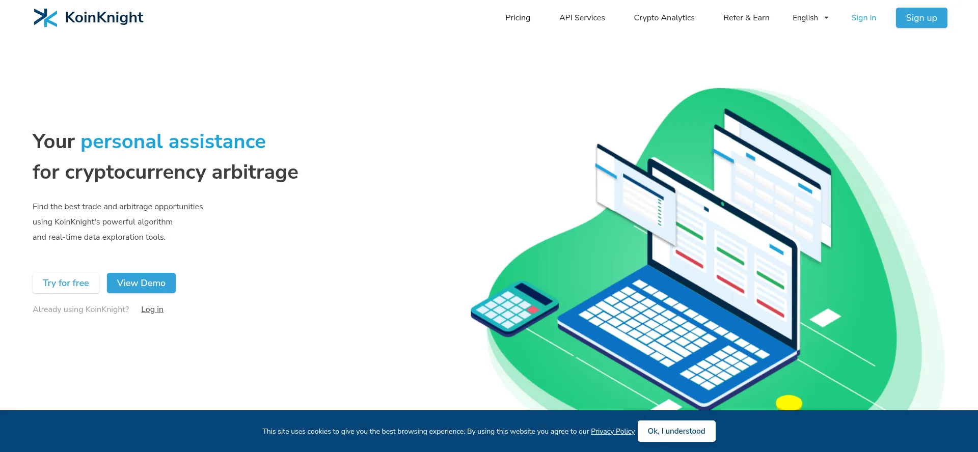 Website screenshot of Koinknight.com
