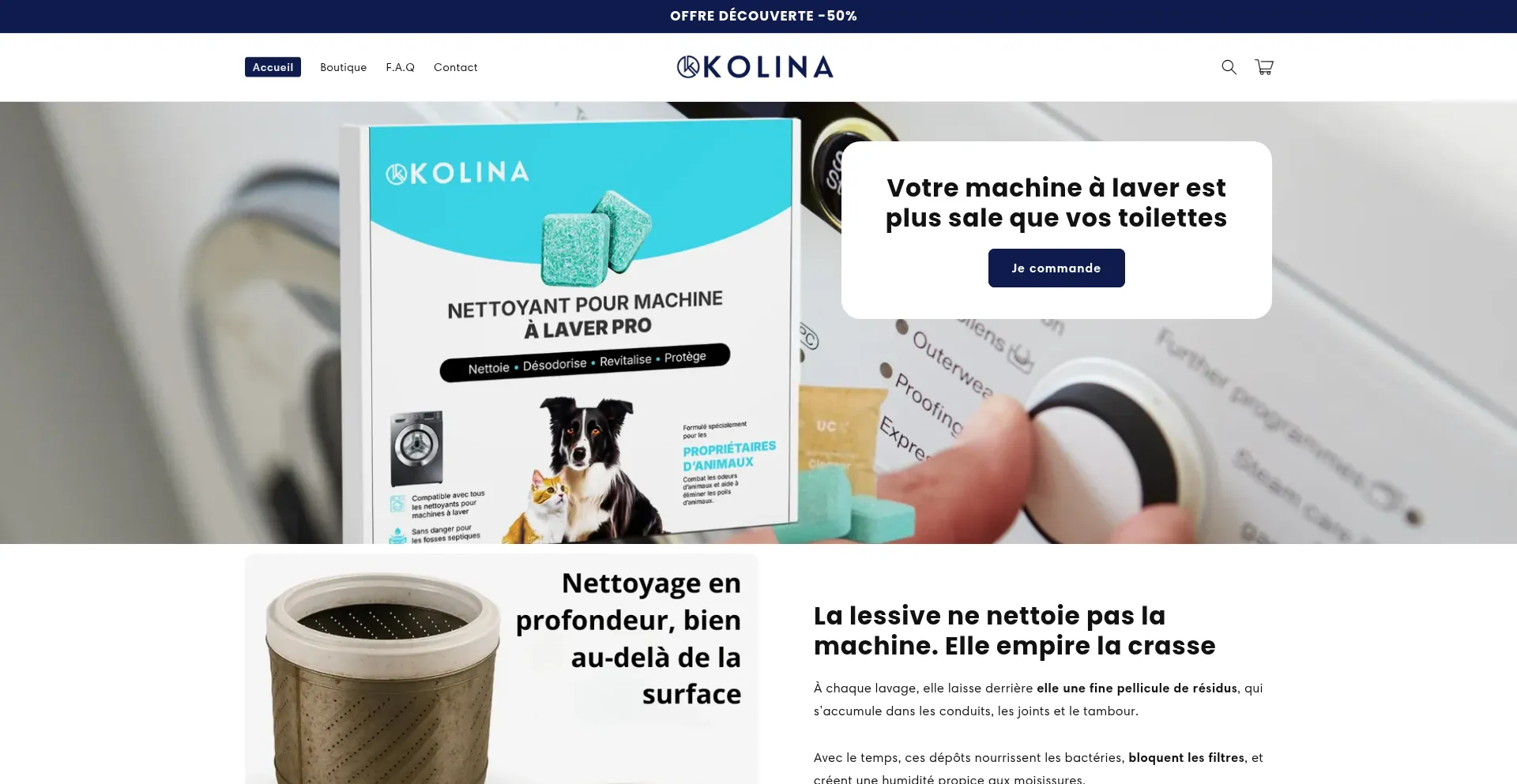Website screenshot of Kolina.fr