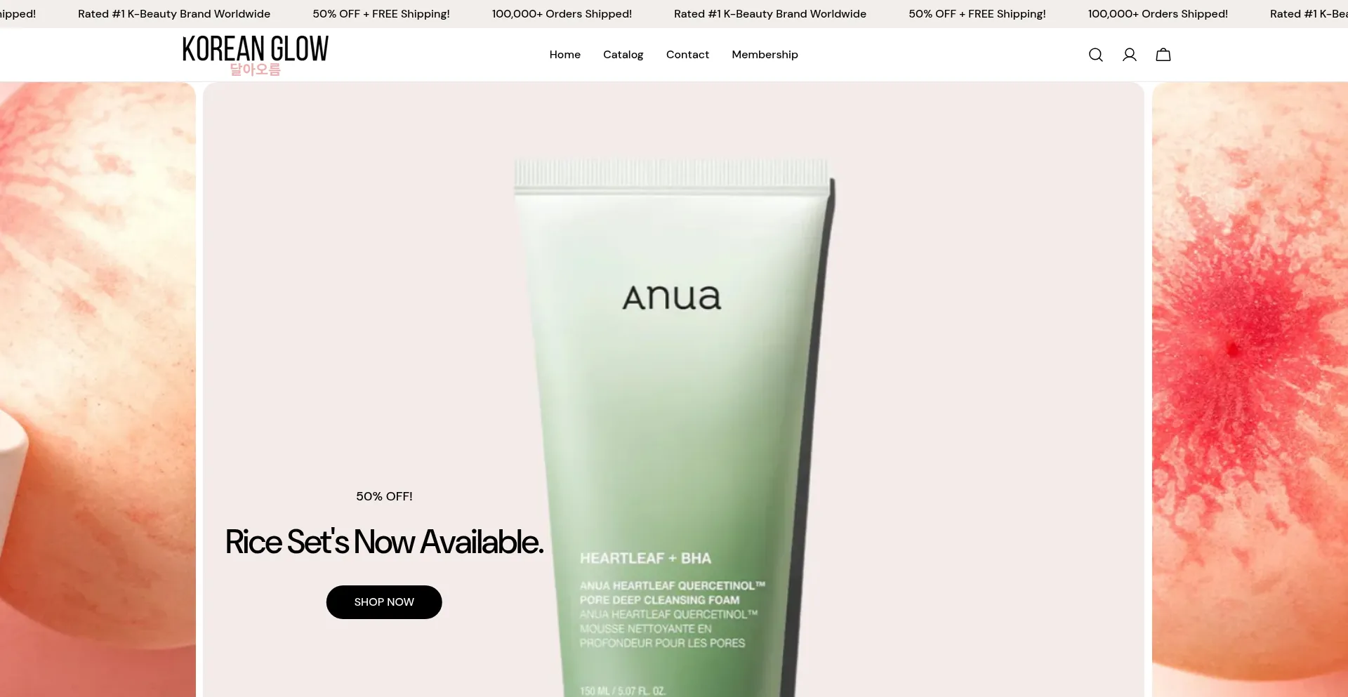 Website screenshot of Koreanglow.us