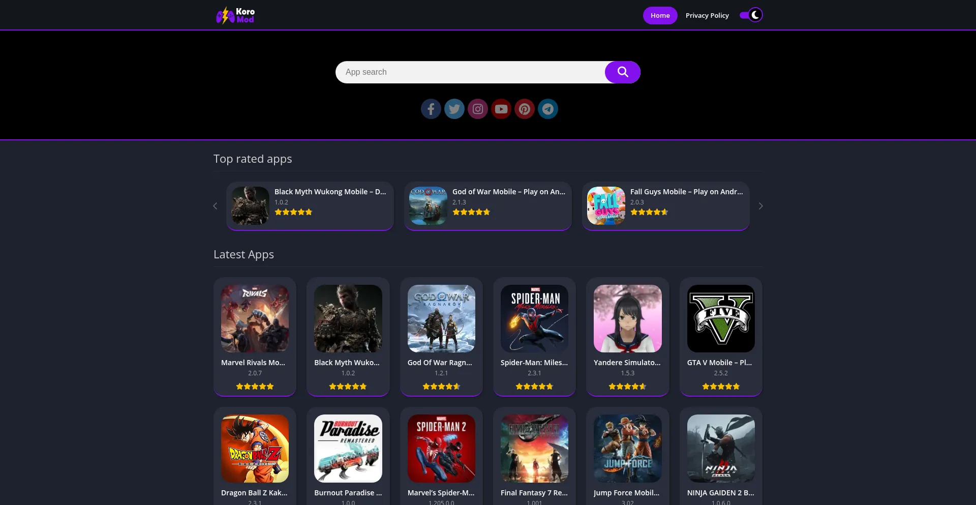 Website screenshot of Koromod.com
