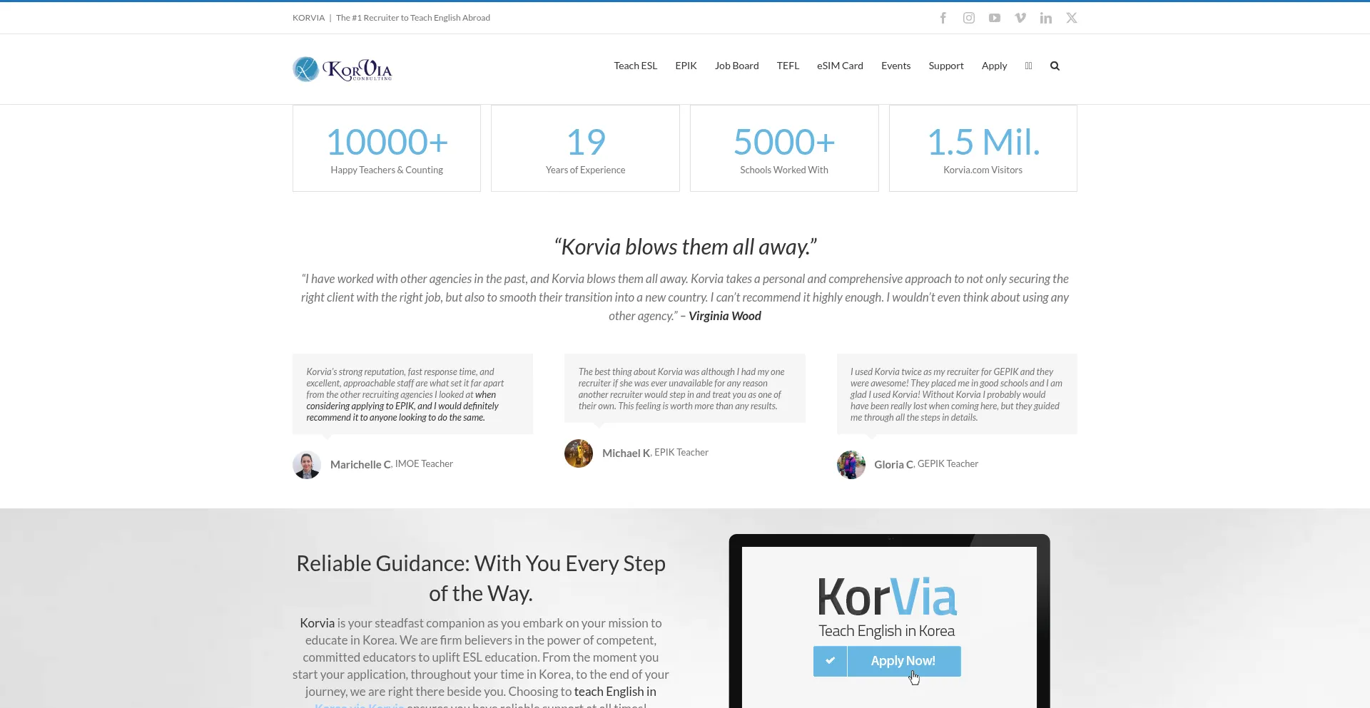 Website screenshot of Korvia.com
