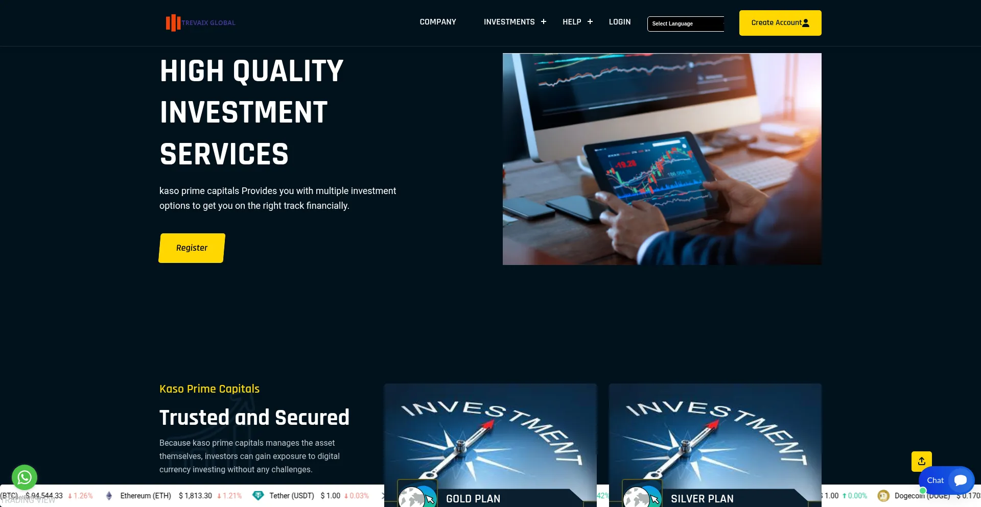 Website screenshot of Kosaprimecapitals.org