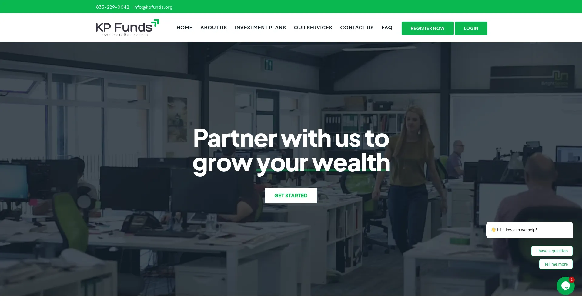 Website screenshot of Kpfunds.org