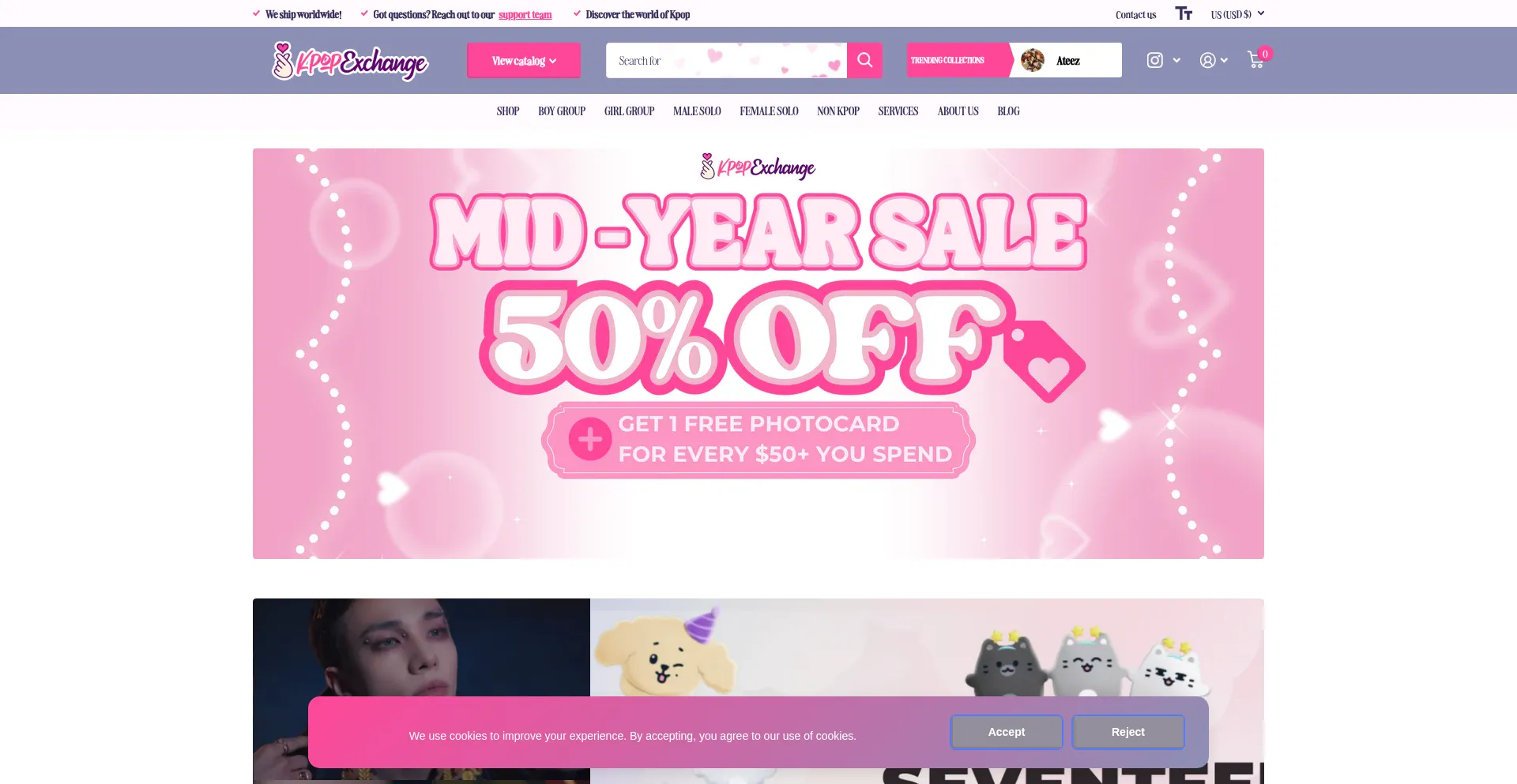 Website screenshot of Kpop.exchange