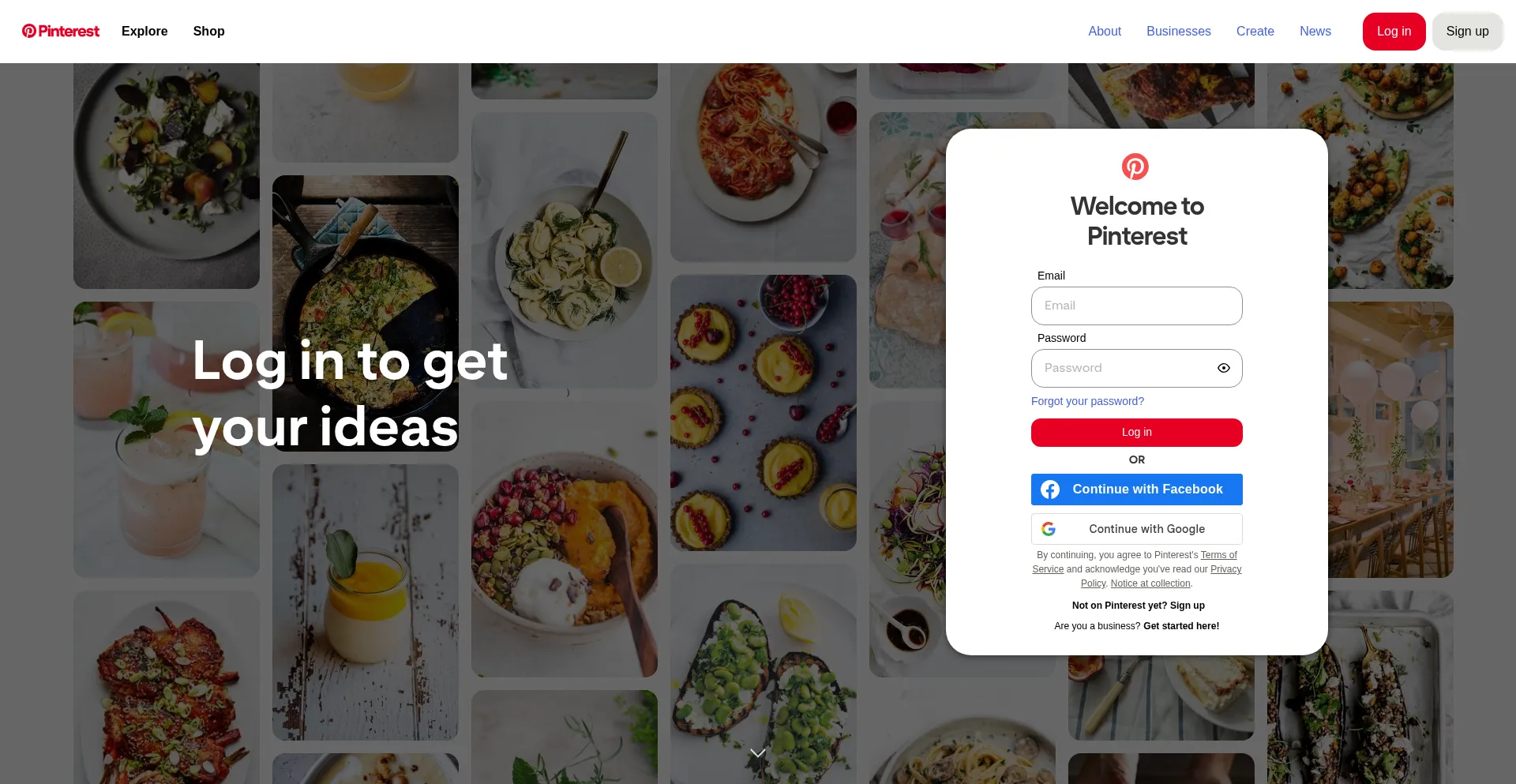 Website screenshot of Kr.pinterest.com