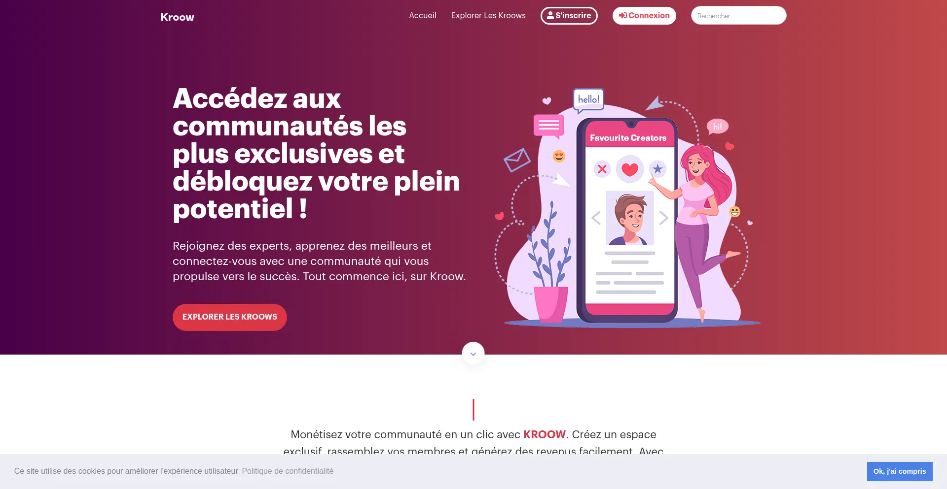 Website screenshot of Kroow.fr