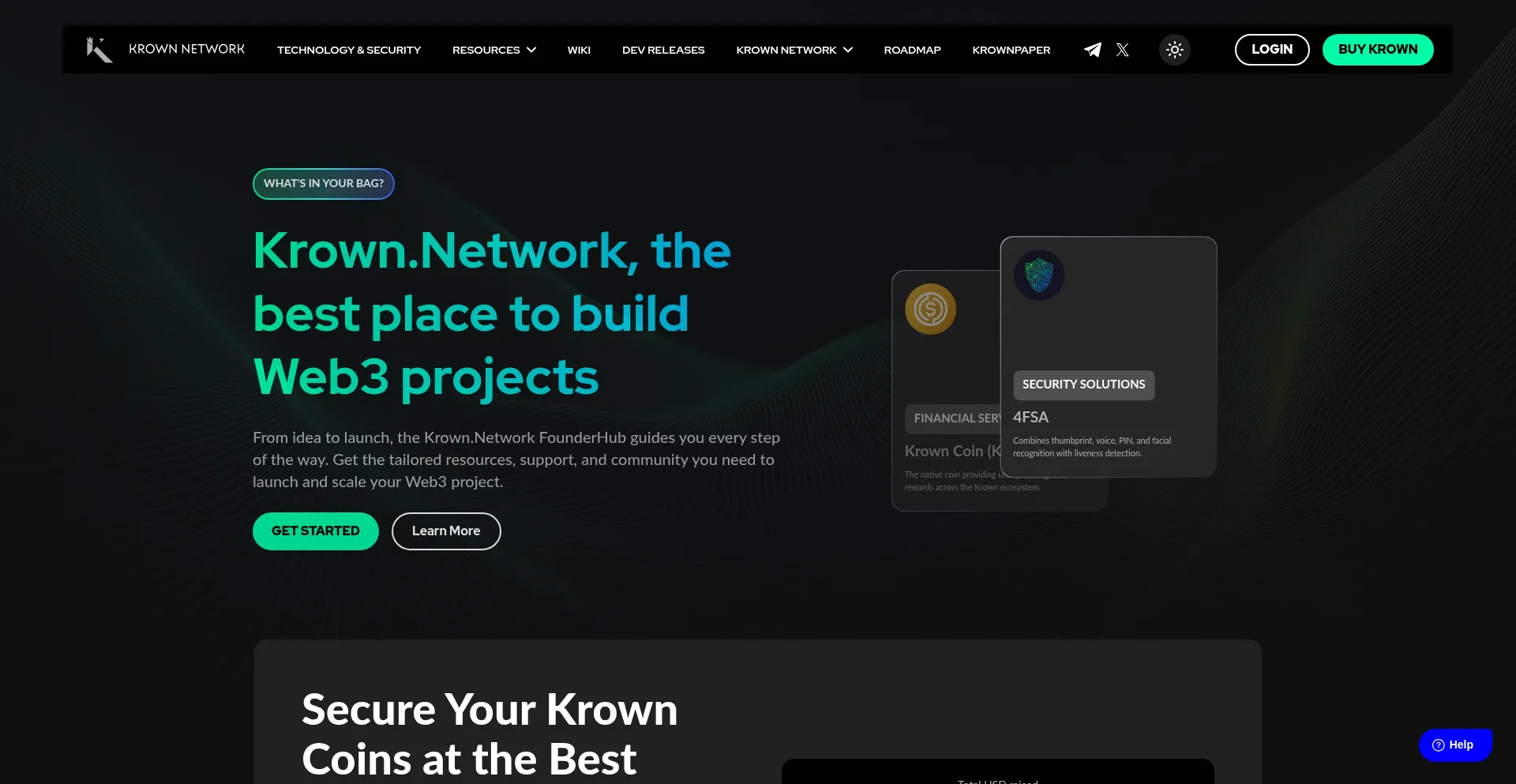 Website screenshot of Krown.network