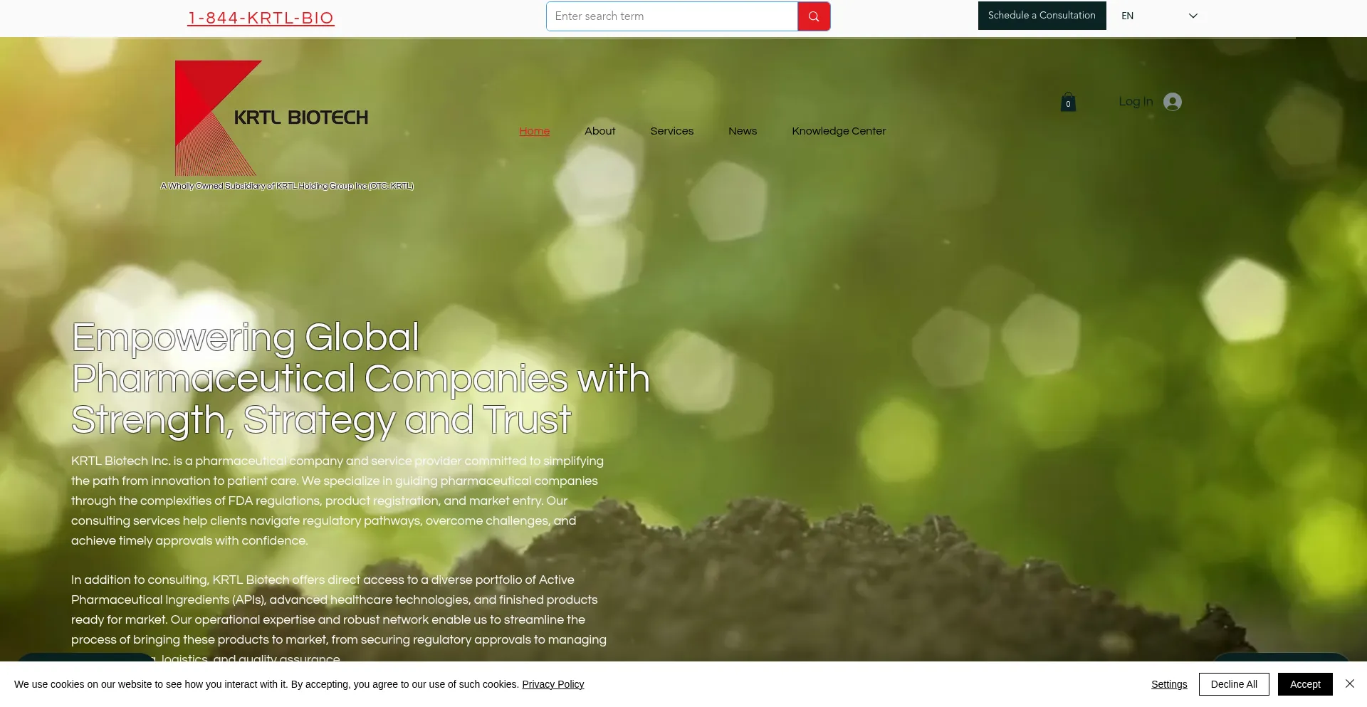 Website screenshot of Krtlbiotech.com