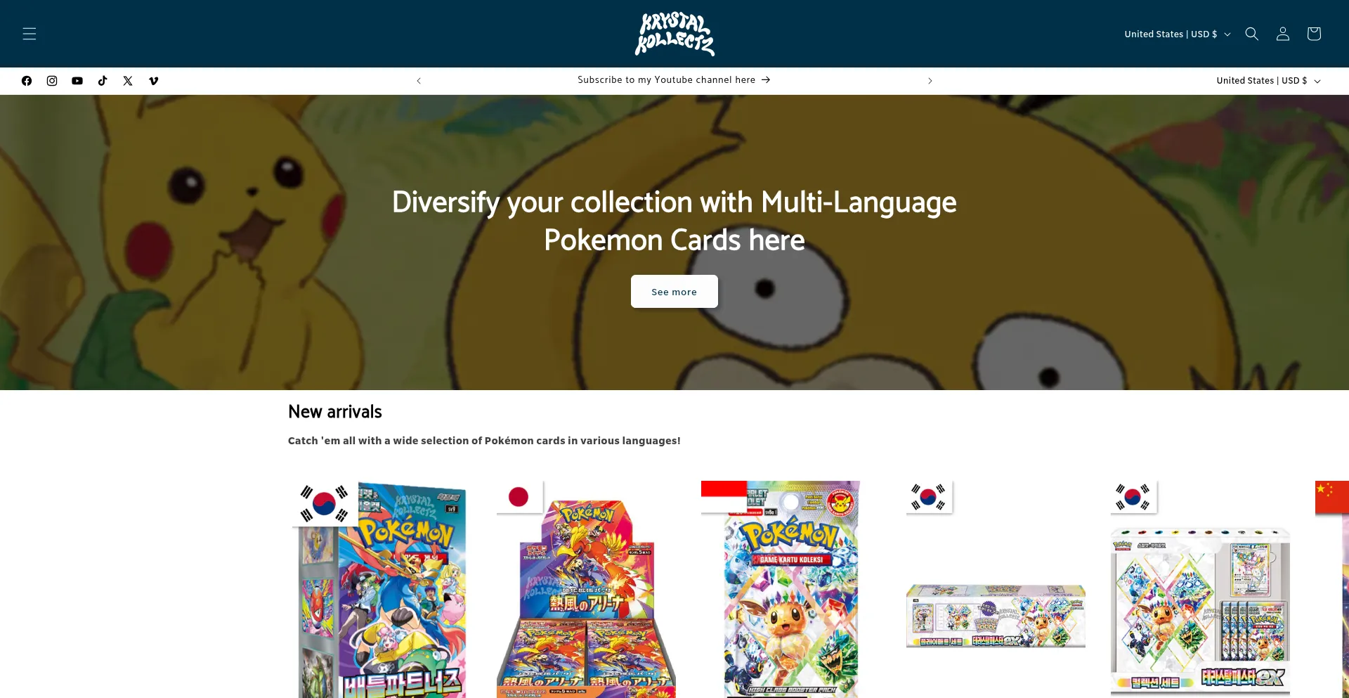 Website screenshot of Krystalkollectz.com