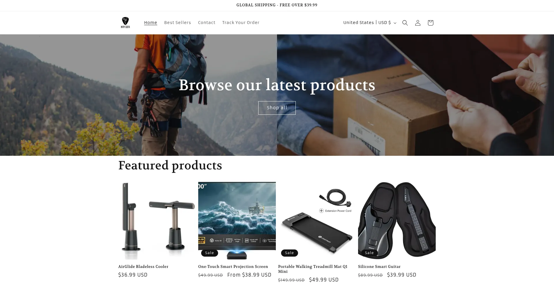 Website screenshot of Kryzen.shop