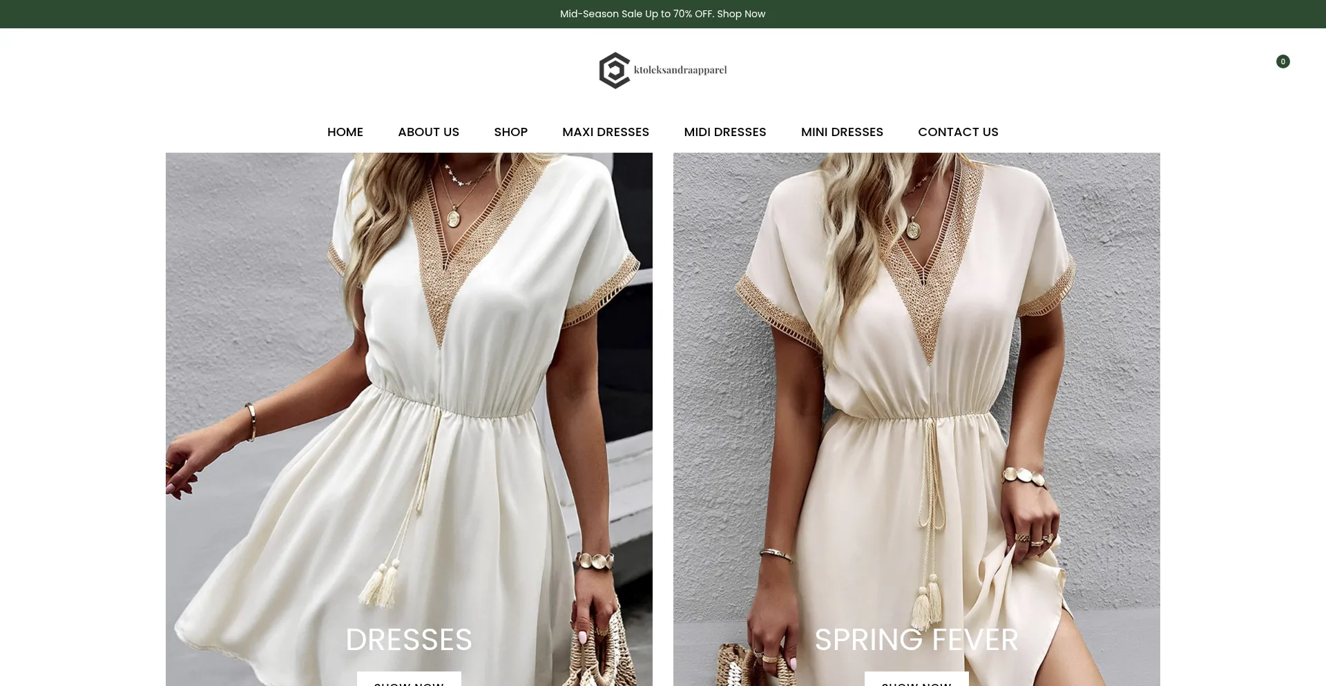 Website screenshot of Ktoleksandraapparel.com
