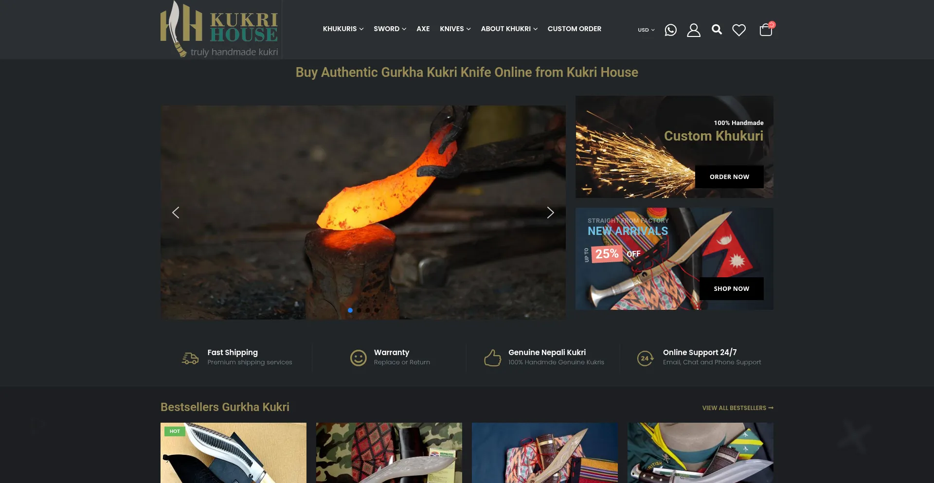Website screenshot of Kukrihouse.com