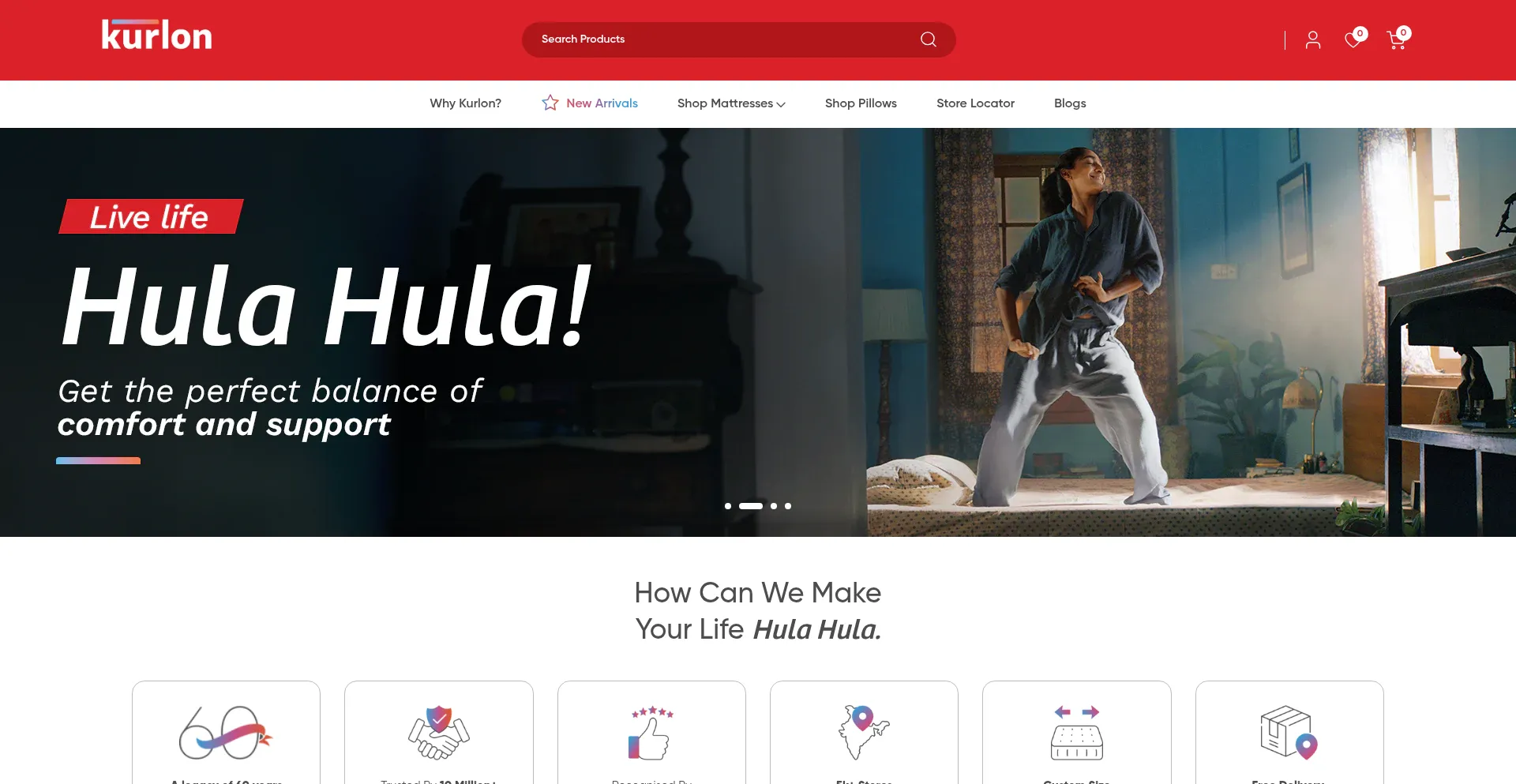 Website screenshot of Kurlon.com
