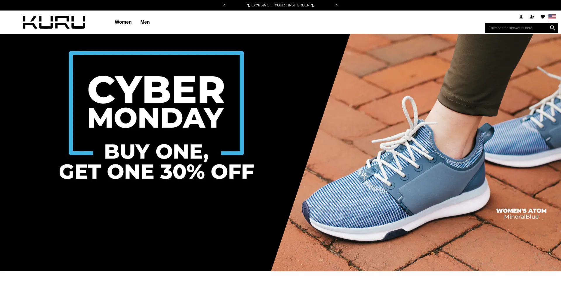 Website screenshot of Kurufootwearfactoryoutlet.com