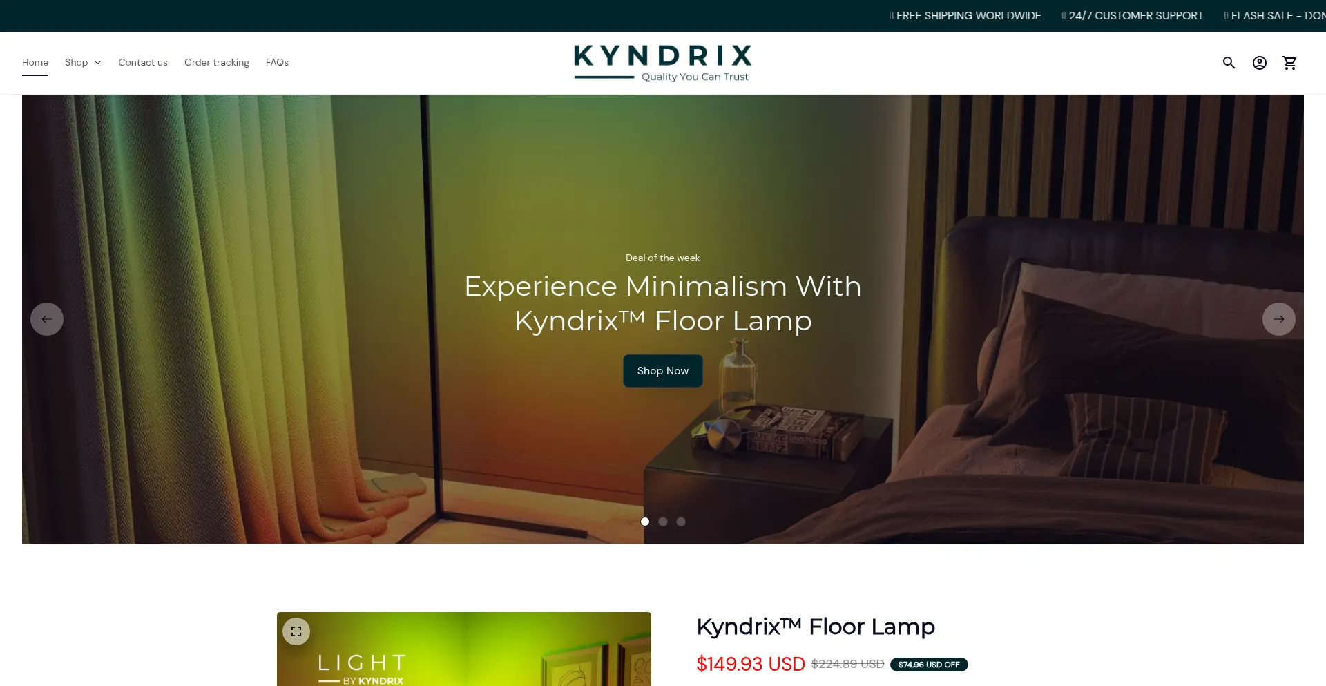Website screenshot of Kyndrix.com