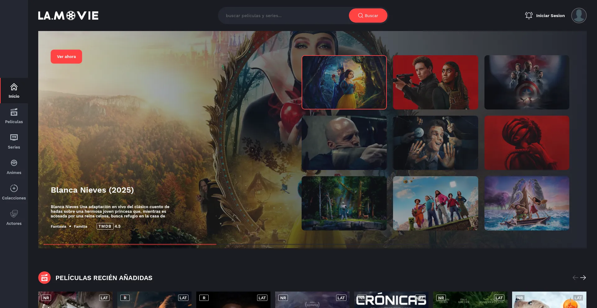 Website screenshot of La.movie