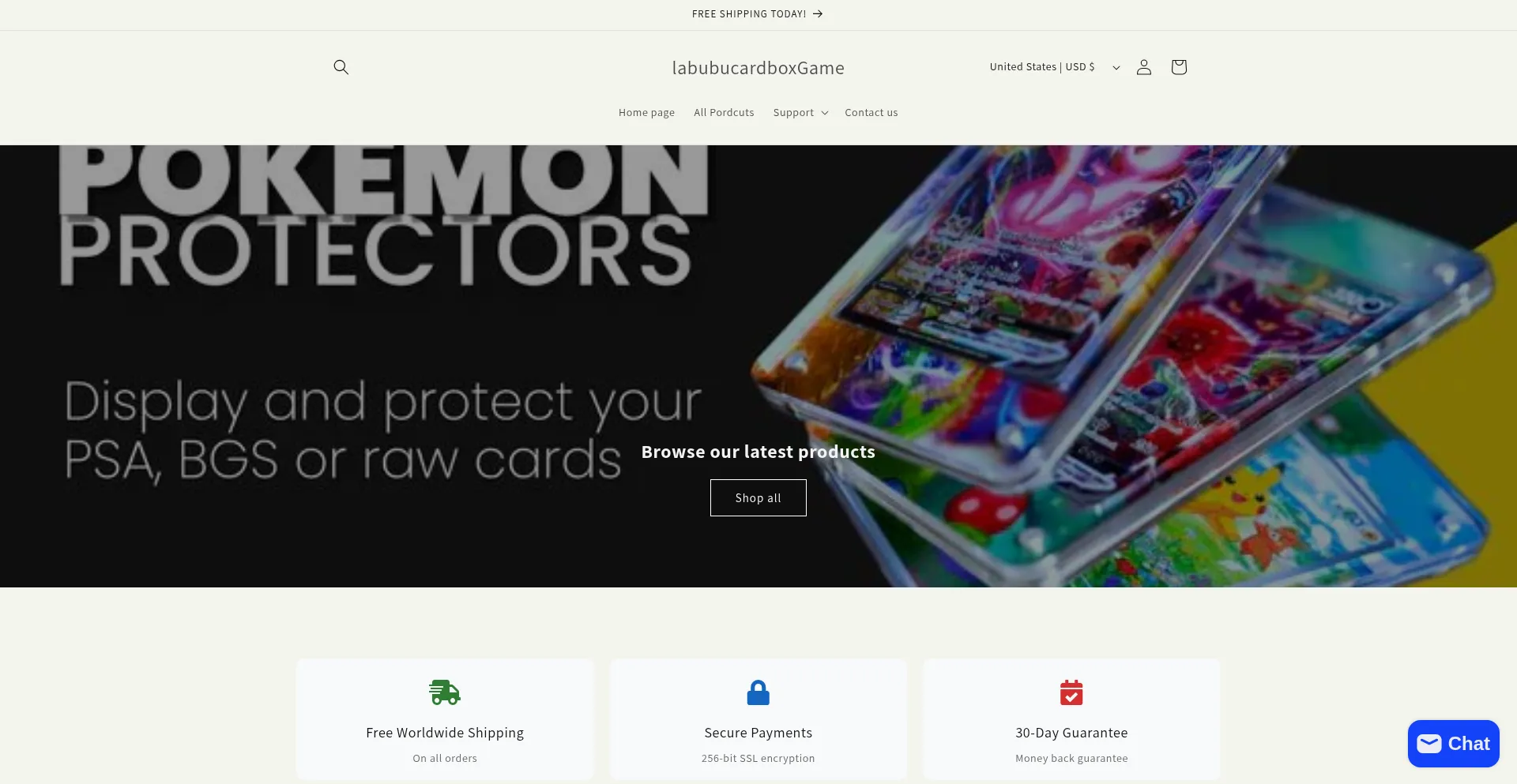 Website screenshot of Labubucradsubox.shop