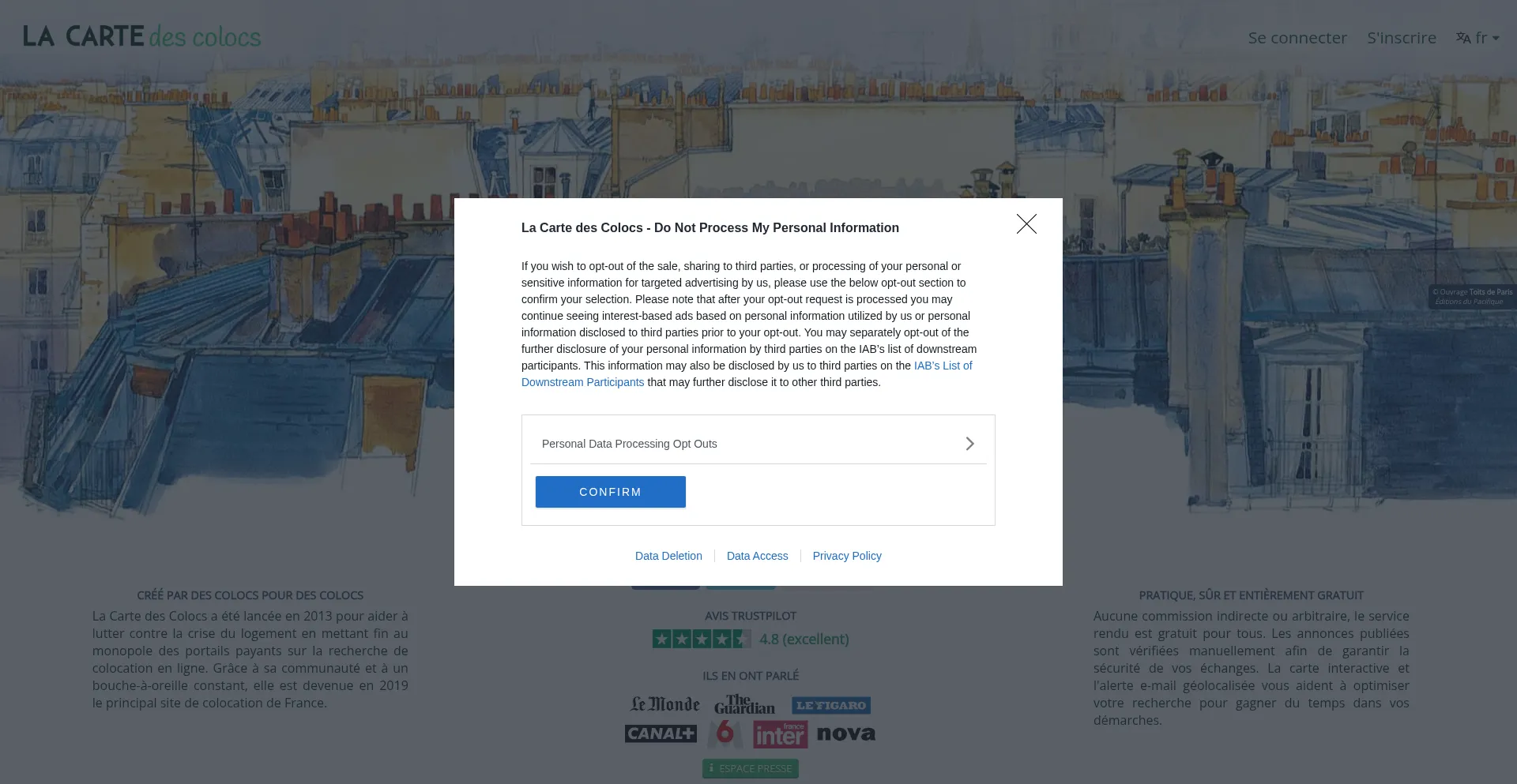 Website screenshot of Lacartedescolocs.fr