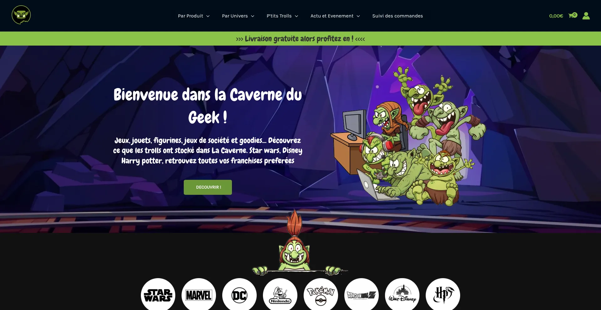 Website screenshot of Lacaverneofficielle.com