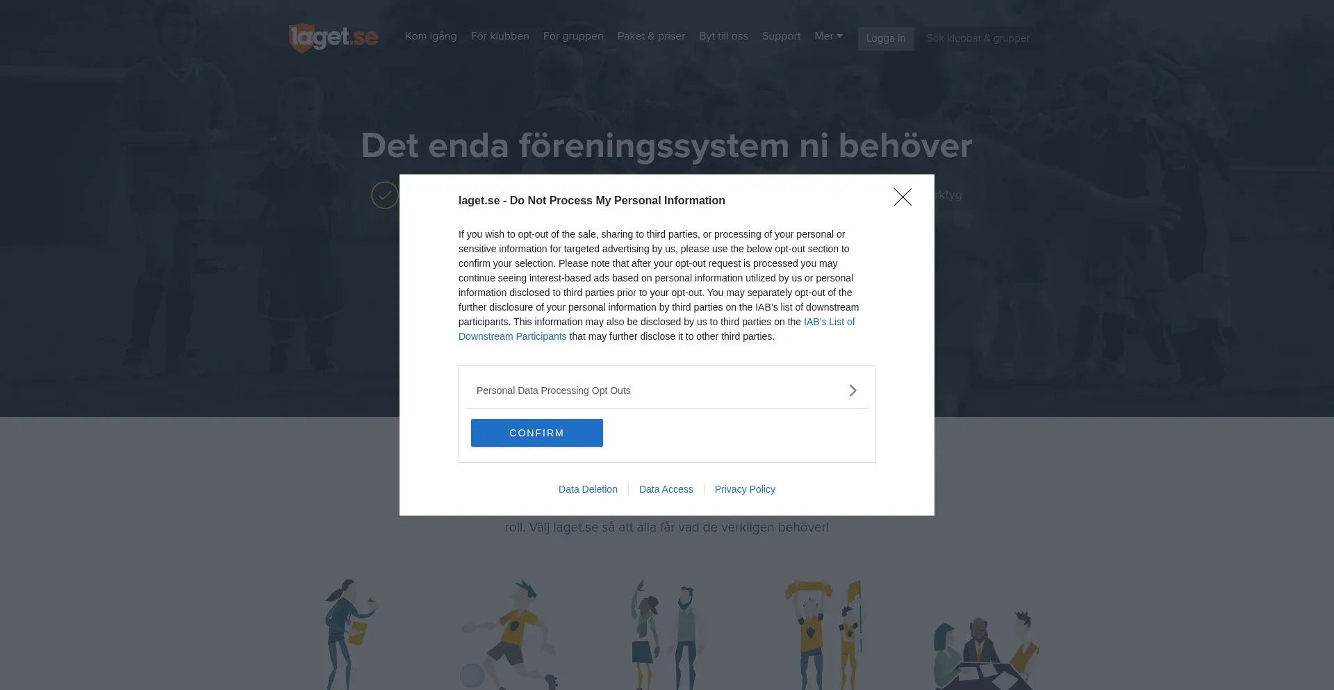 Website screenshot of Laget.se