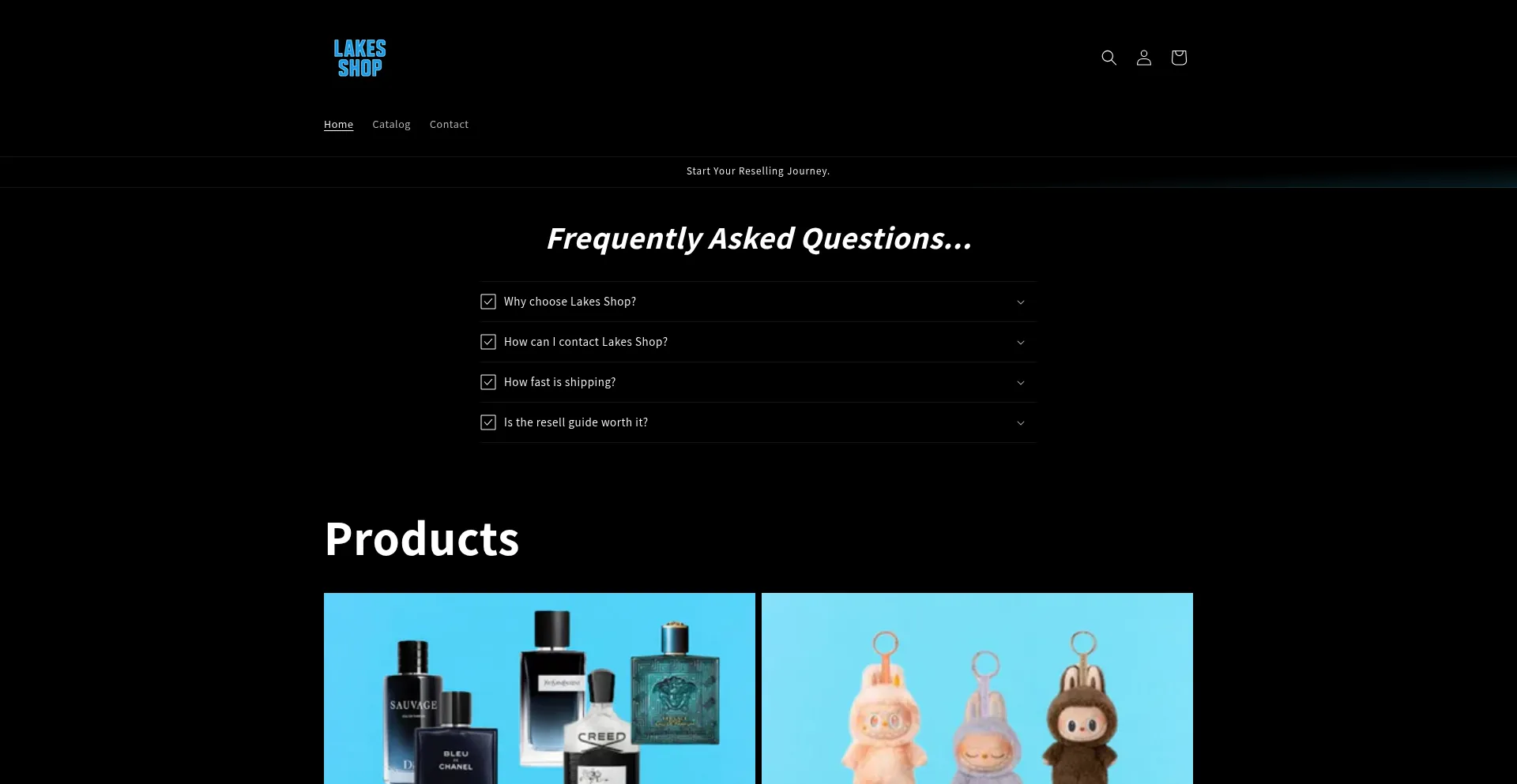 Website screenshot of Lakesshop.store