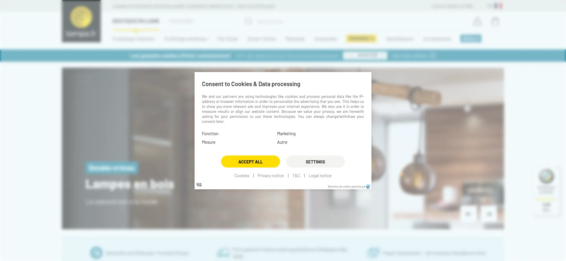 Website screenshot of Lampe.fr
