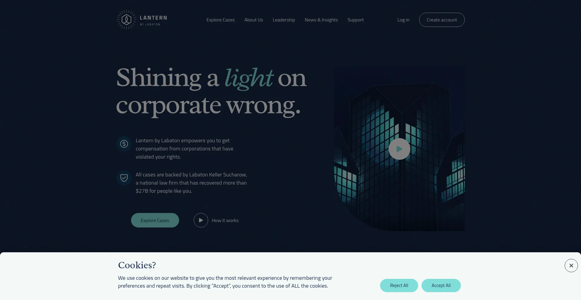 Website screenshot of Lantern.labaton.com
