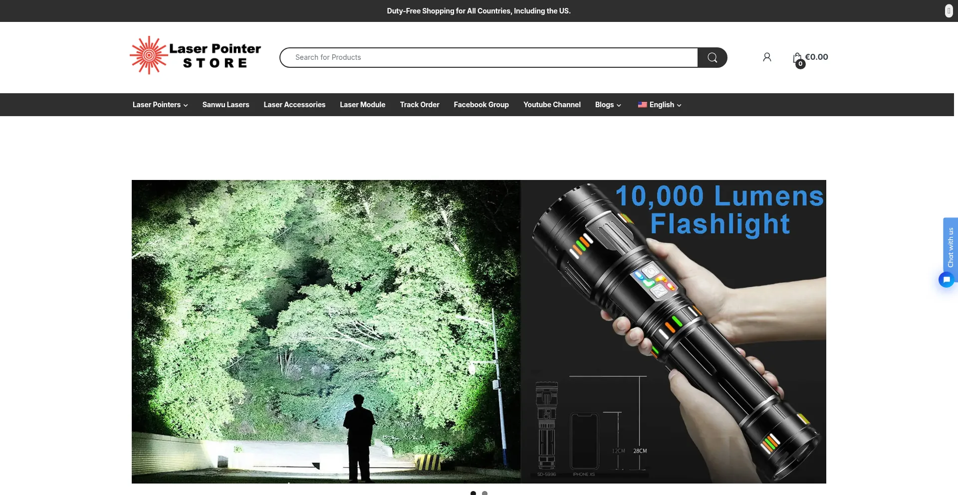 Website screenshot of Laserpointerstore.com