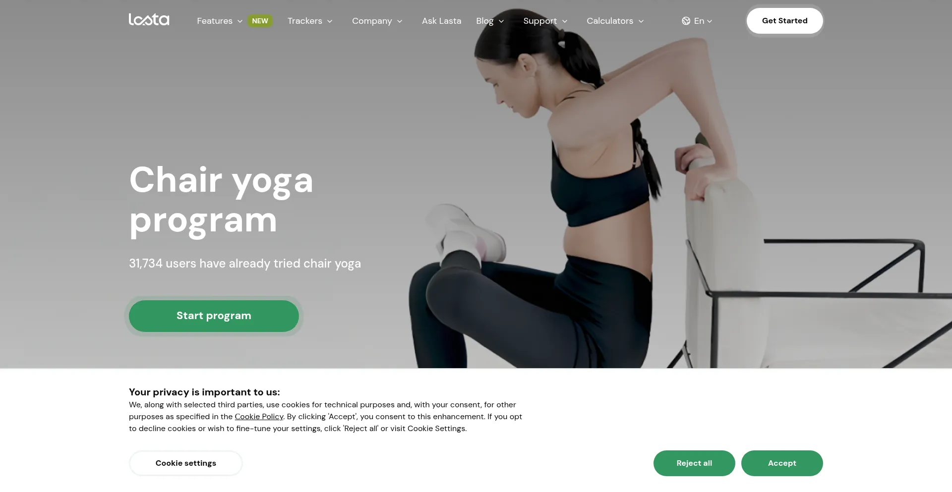 Website screenshot of Lasta.app