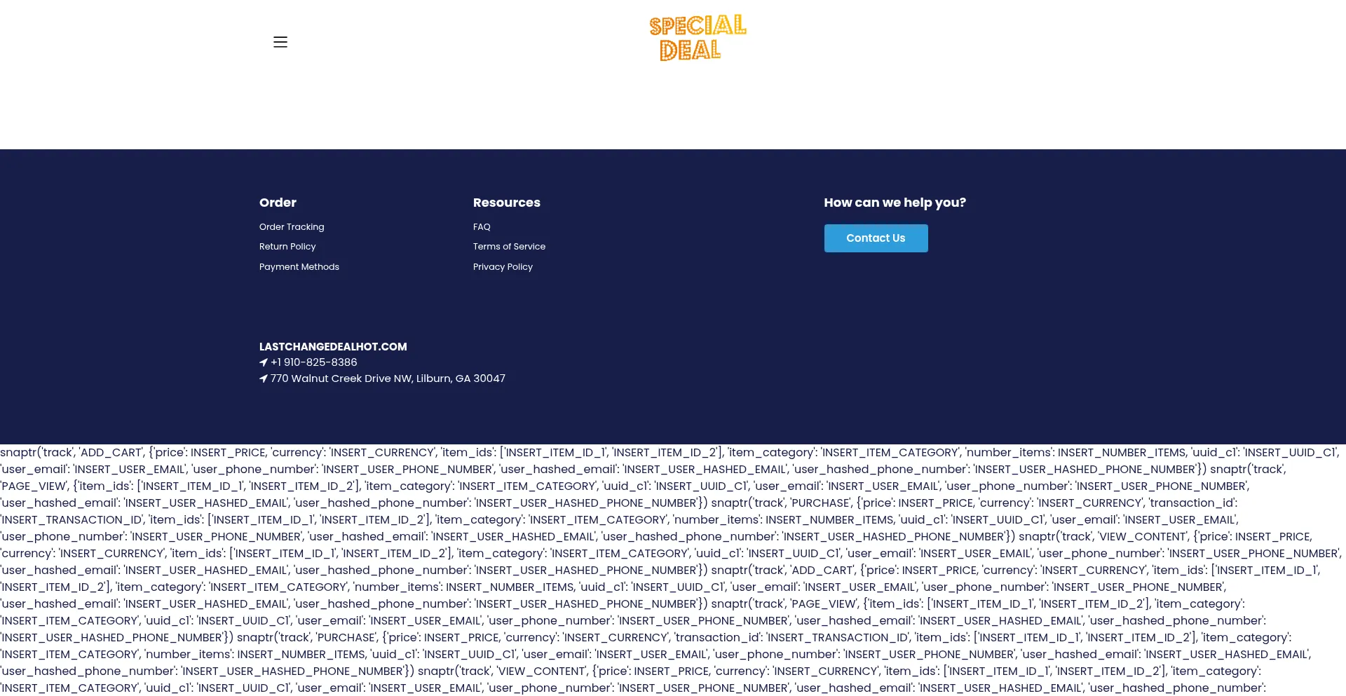 Website screenshot of Lastchangedealhot.com