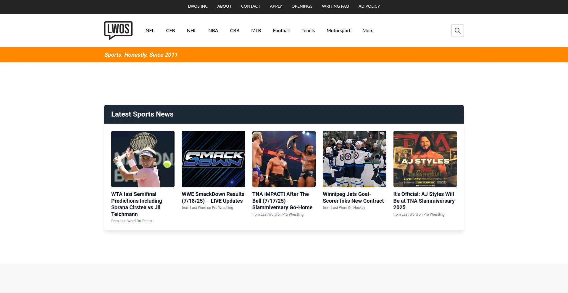 Website screenshot of Lastwordonsports.com