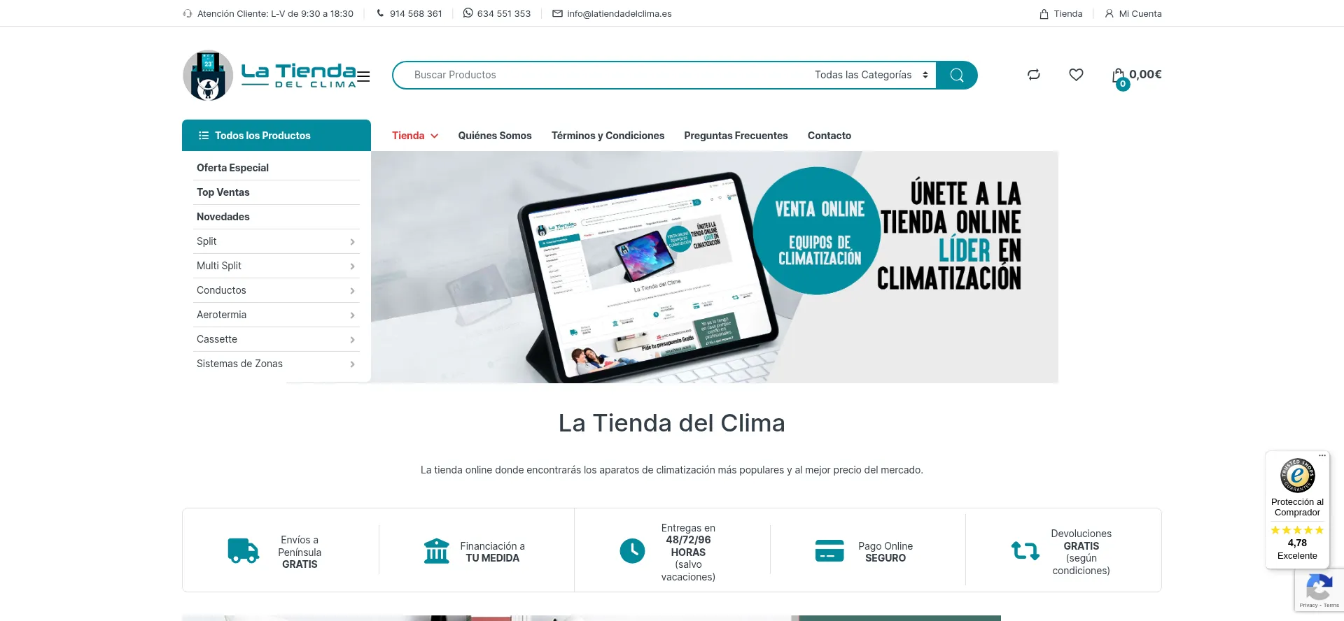 Website screenshot of Latiendadelclima.es