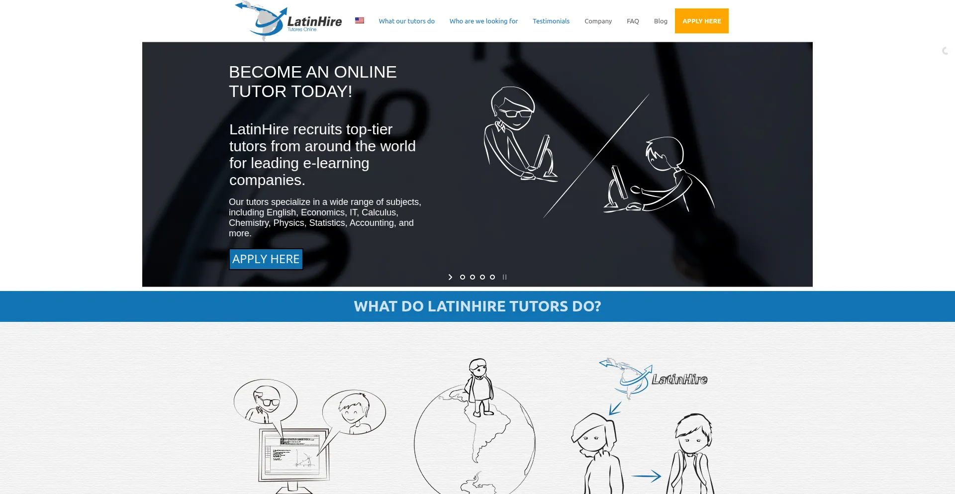 Website screenshot of Latinhire.com
