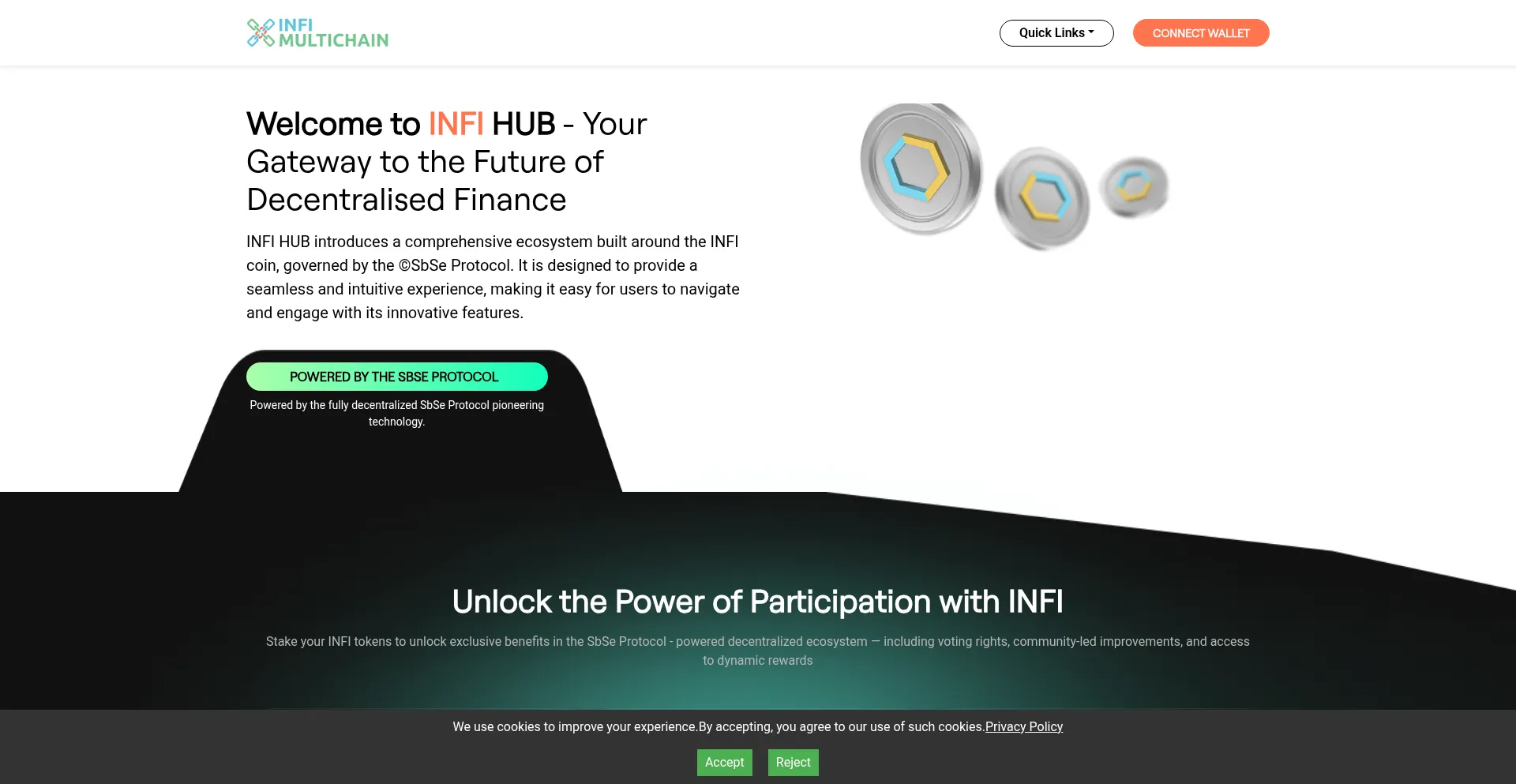 Website screenshot of Launchpad.infimultichain.com